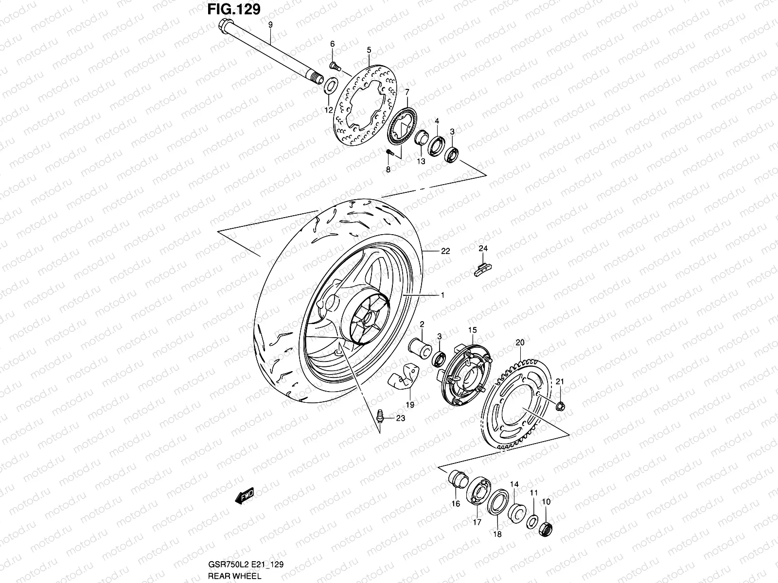 129 - REAR WHEEL (GSR750AL2 E21)