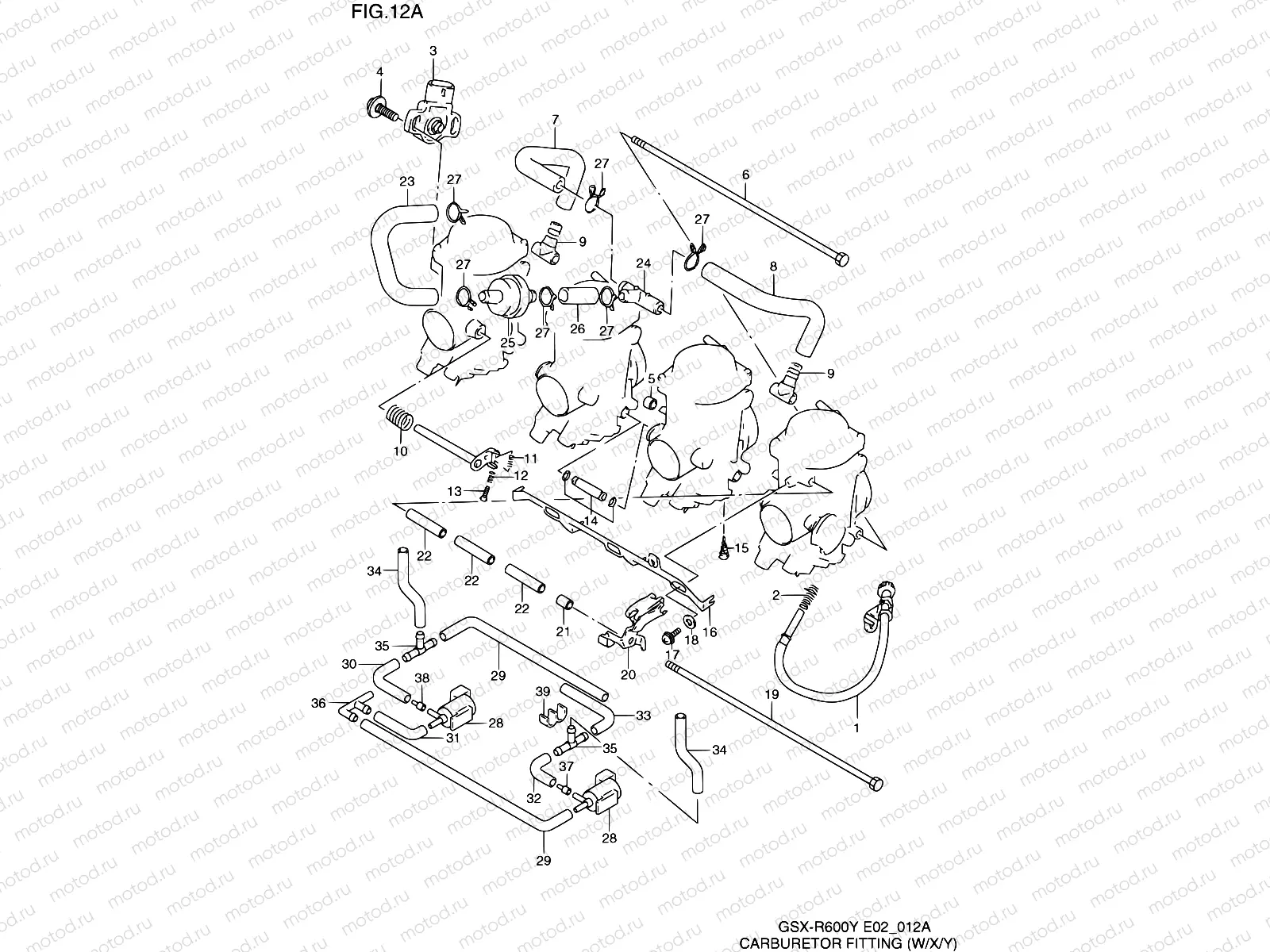 12A - CARBURETOR FITTINGS (MODEL W/X/Y)