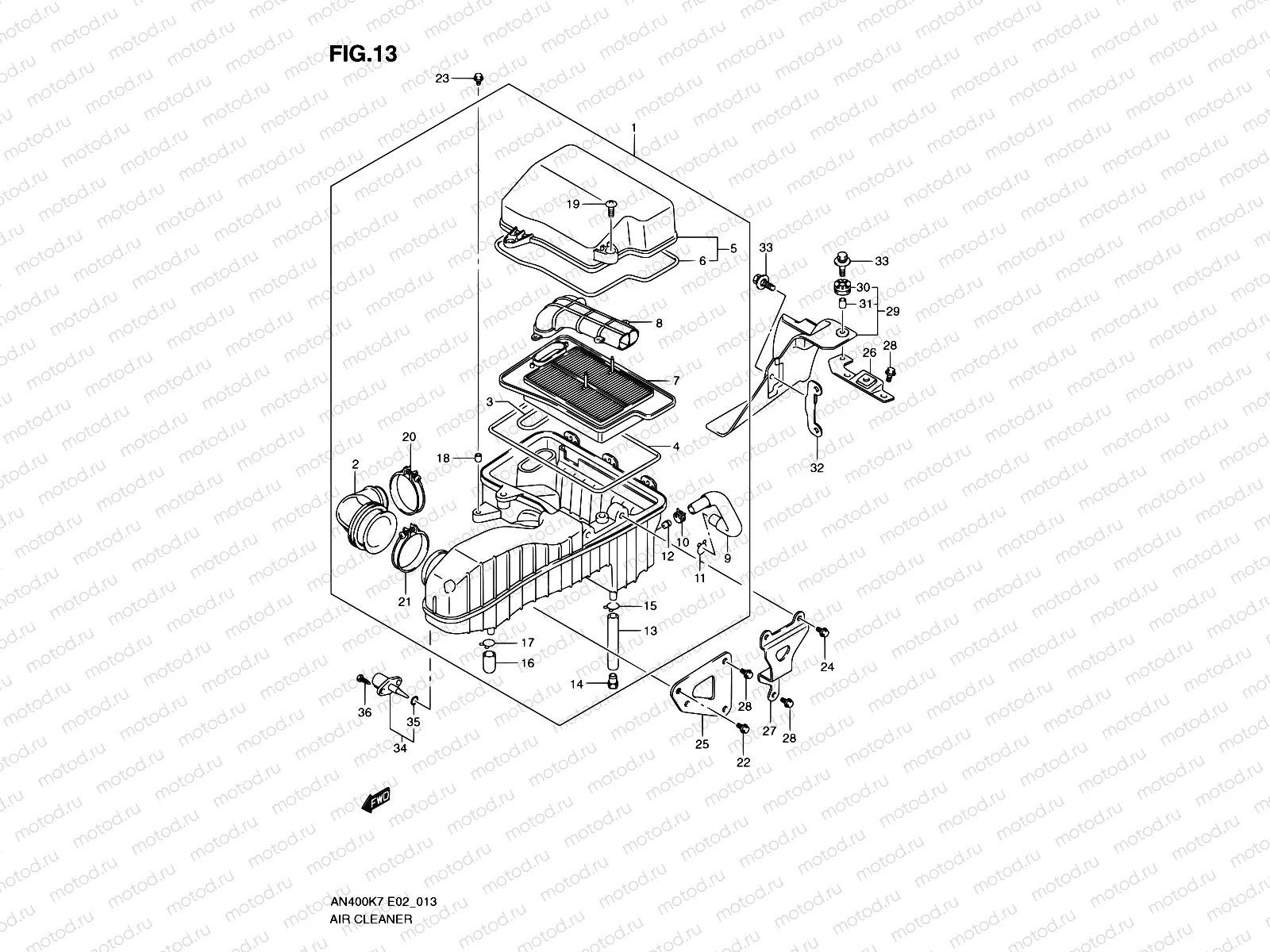 13 - AIR CLEANER (MODEL K7/K8/K9)