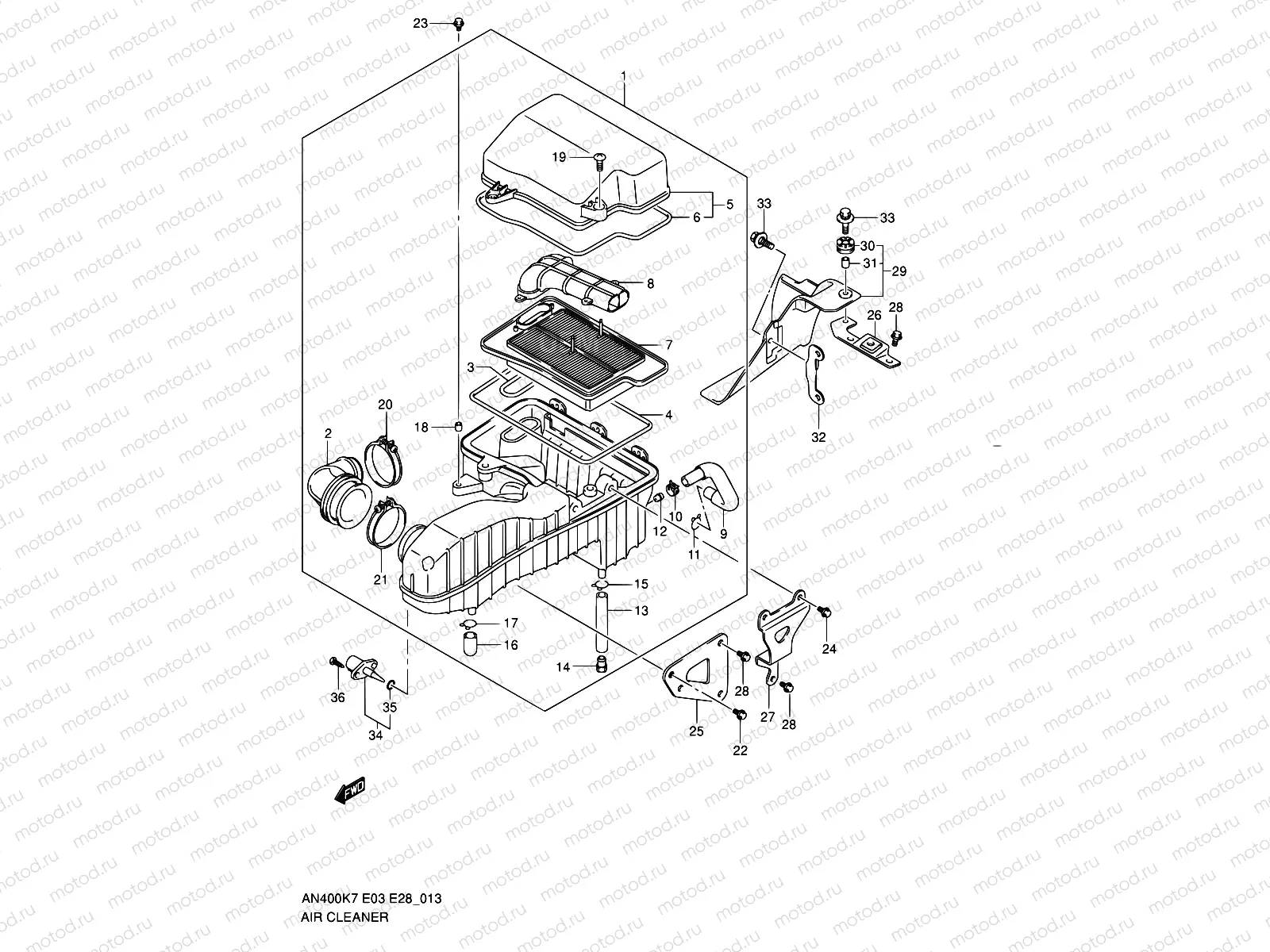 13 - AIR CLEANER (MODEL K7/K8/K9)