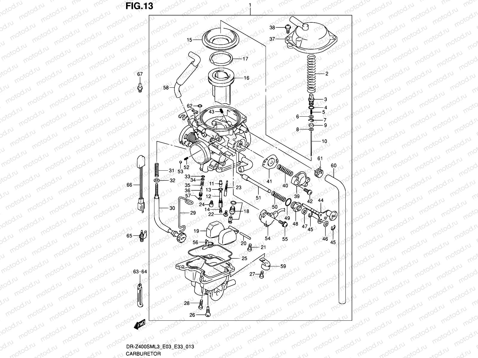 13 - CARBURETOR (DR-Z400SML3 E33)