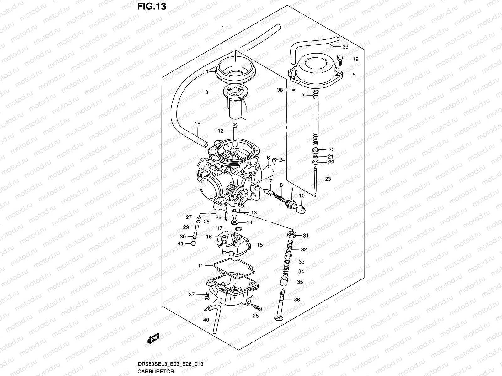 13 - CARBURETOR (DR650SEL3 E33)