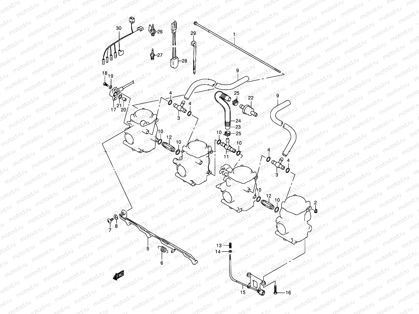 13 - CARBURETOR FITTINGS (MODEL Y/K1/K2)
