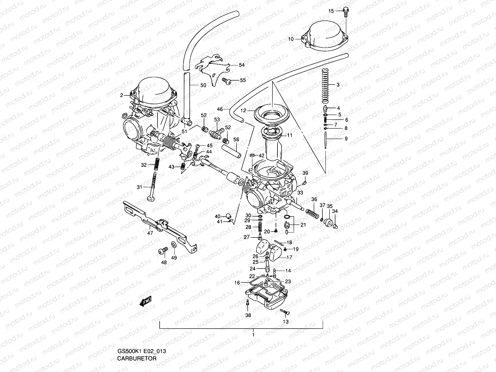 13 - CARBURETOR (GS500K1/K2/UK1/UK2/P09/P37)