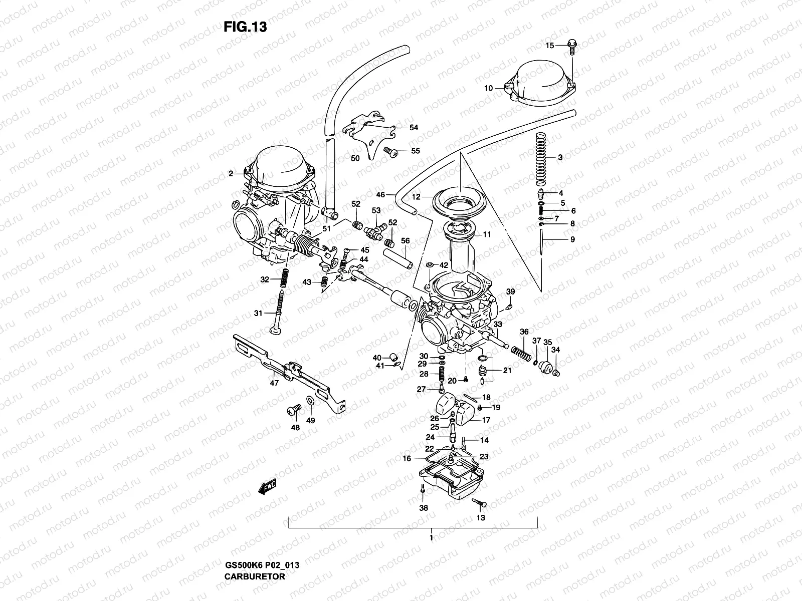 13 - CARBURETOR (GS500K3/UK3)