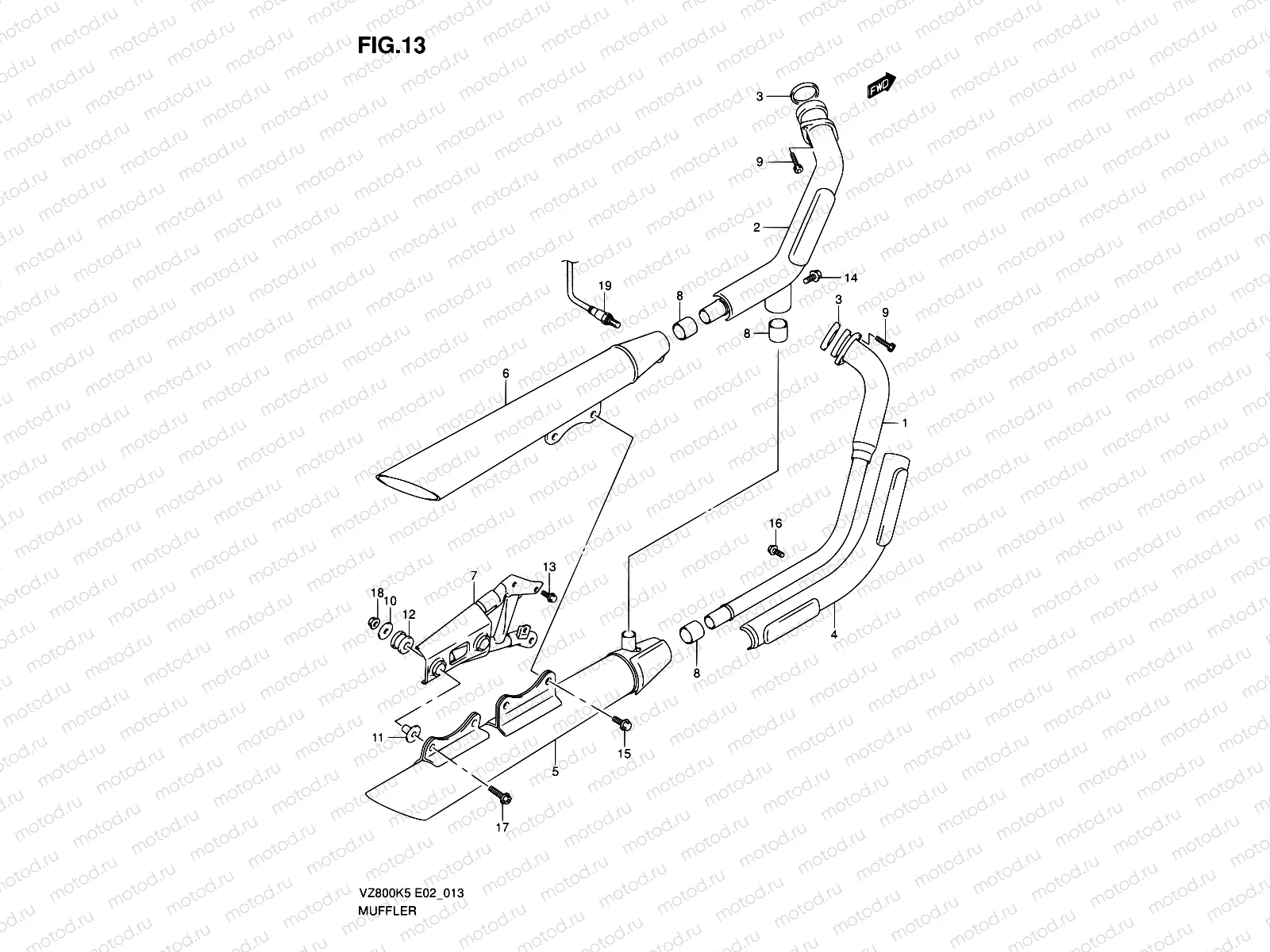 13 - MUFFLER (MODEL K5/K6/K7/K8)