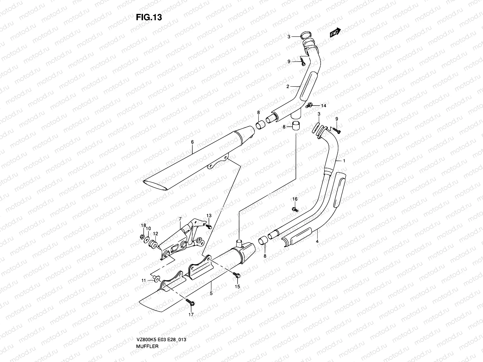 13 - MUFFLER (MODEL K5/K6/K7/K8)