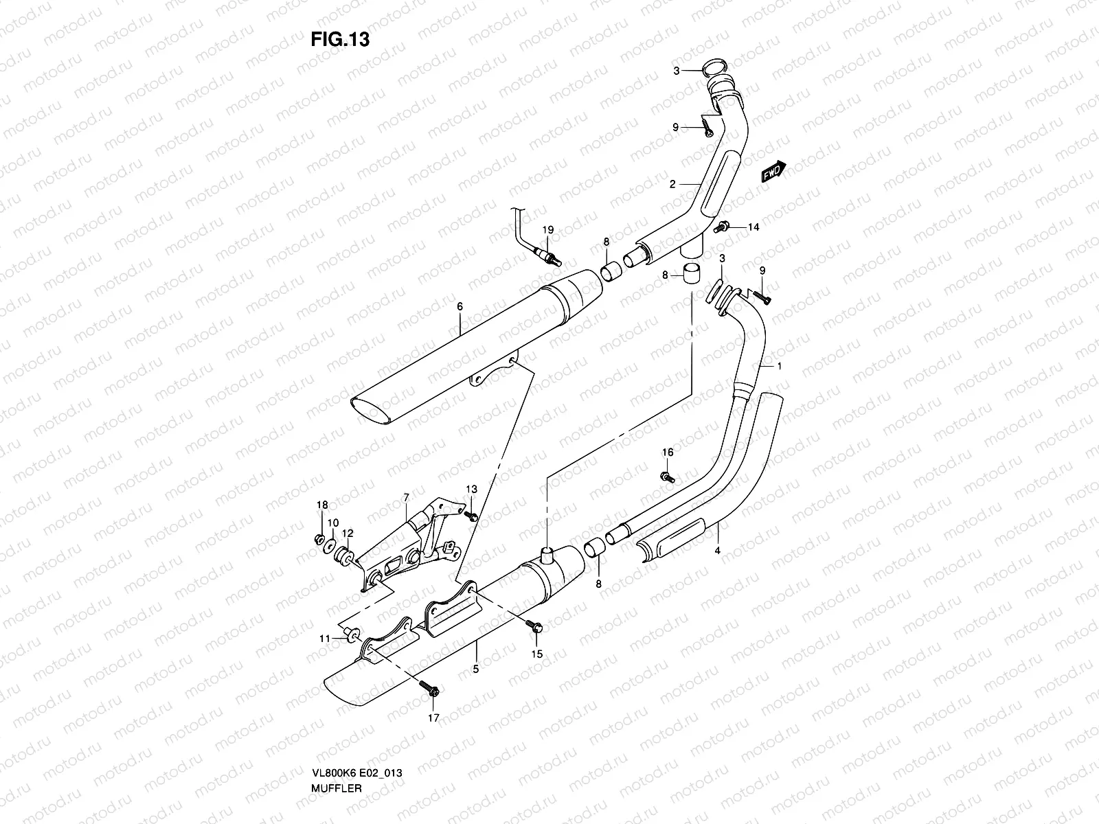 13 - MUFFLER (MODEL K6/K7/K8)