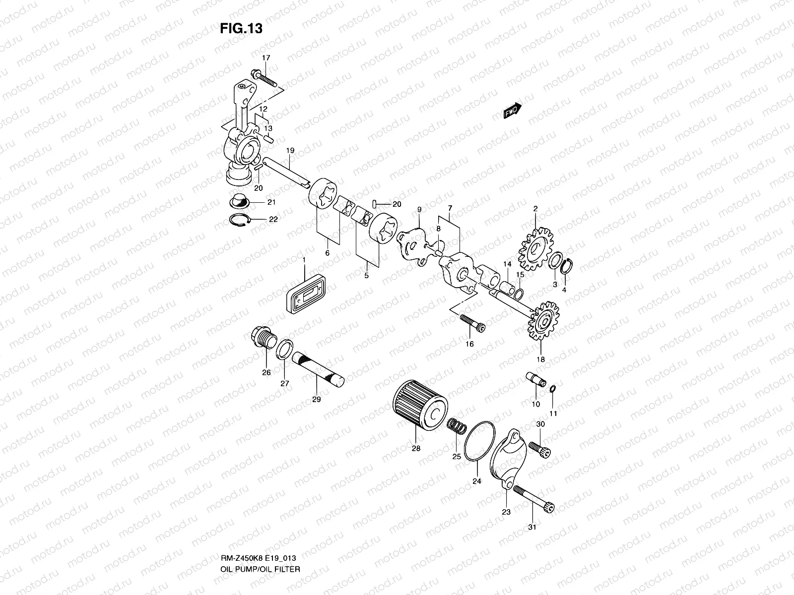 13 - OIL PUMP (RM-Z450K8/K9/L0)
