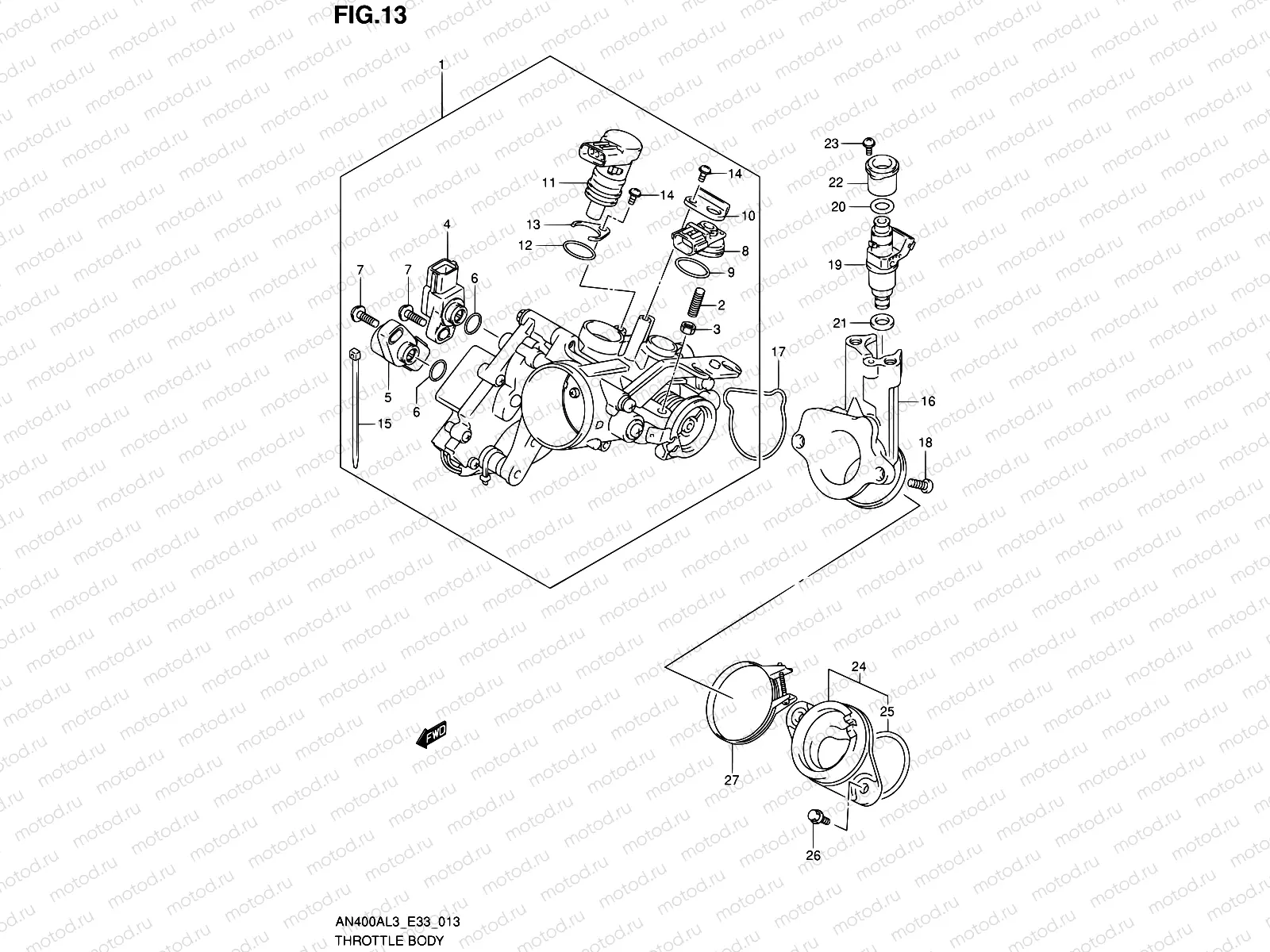 13 - THROTTLE BODY (AN400ZAL3 E28)