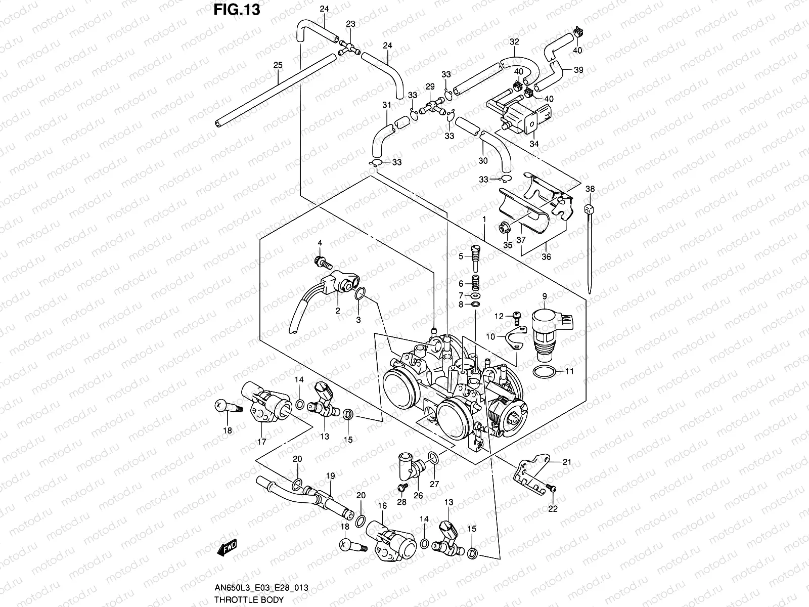 13 - THROTTLE BODY (AN650L3 E33)
