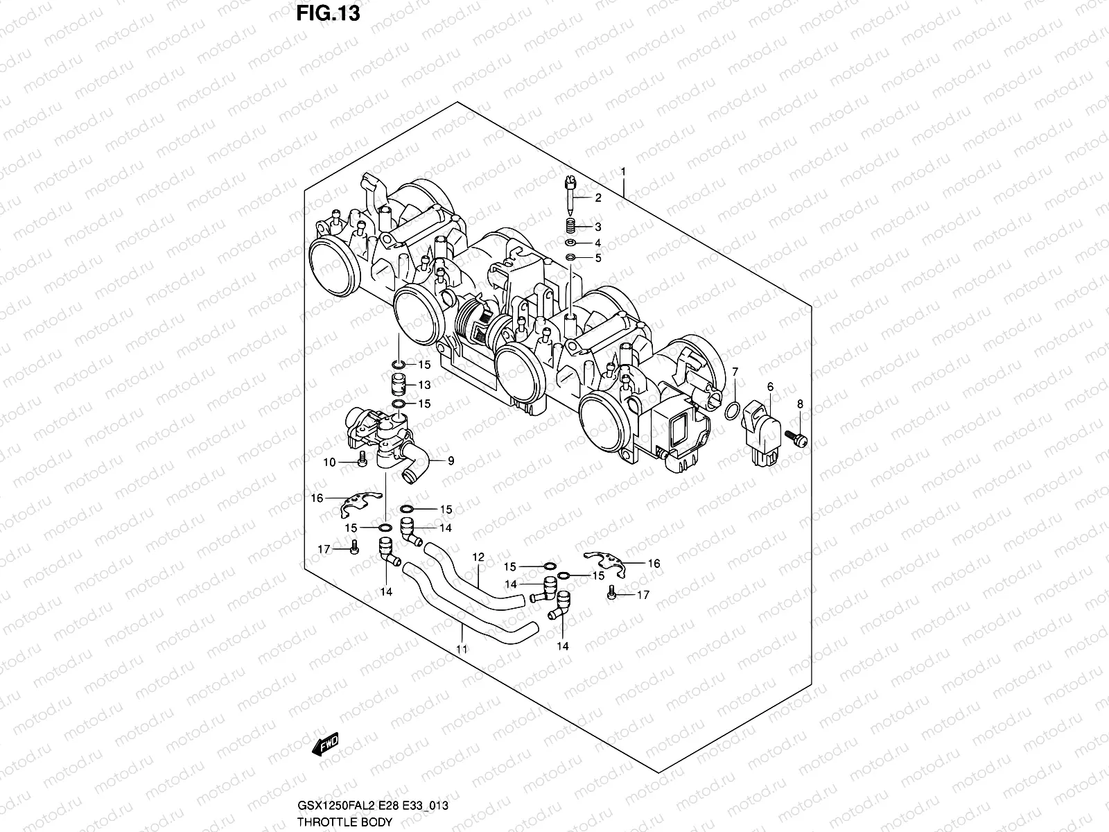 13 - THROTTLE BODY (GSX1250FAL2 E28)