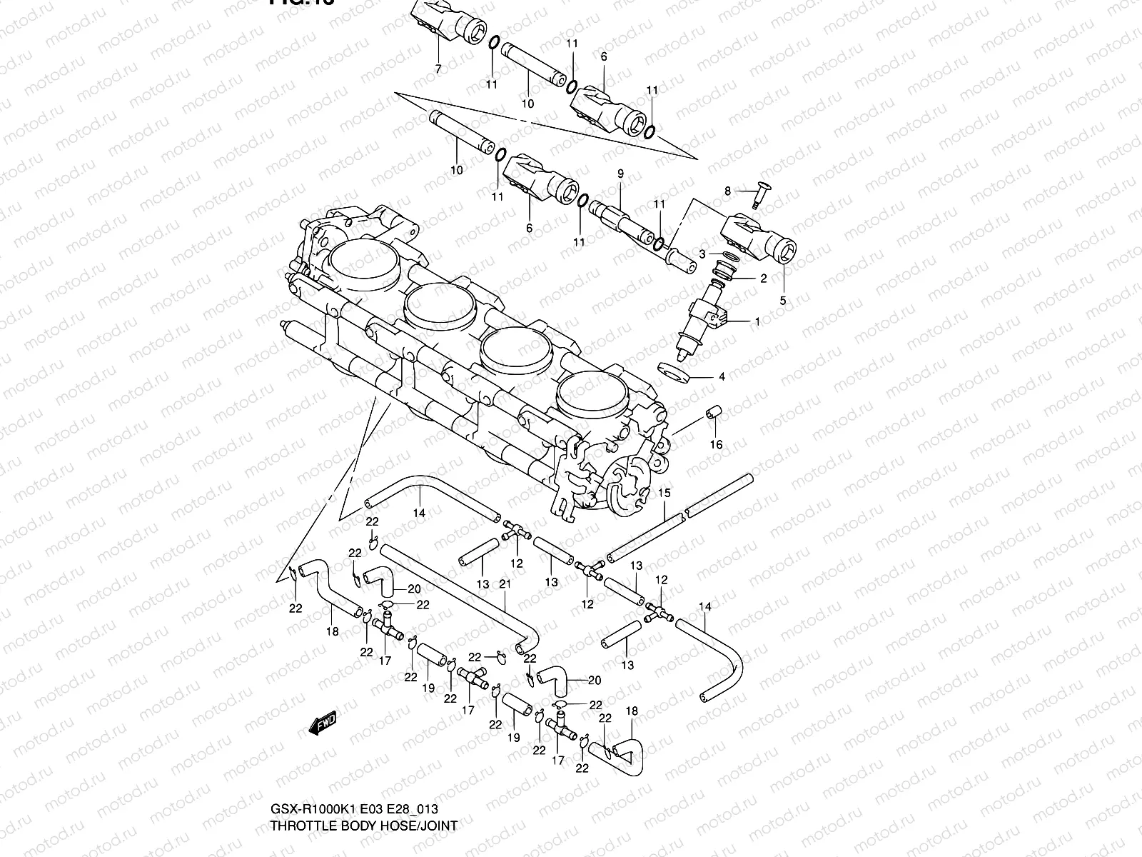 13 - THROTTLE BODY HOSE/JOINT (GSX-R1000K1)