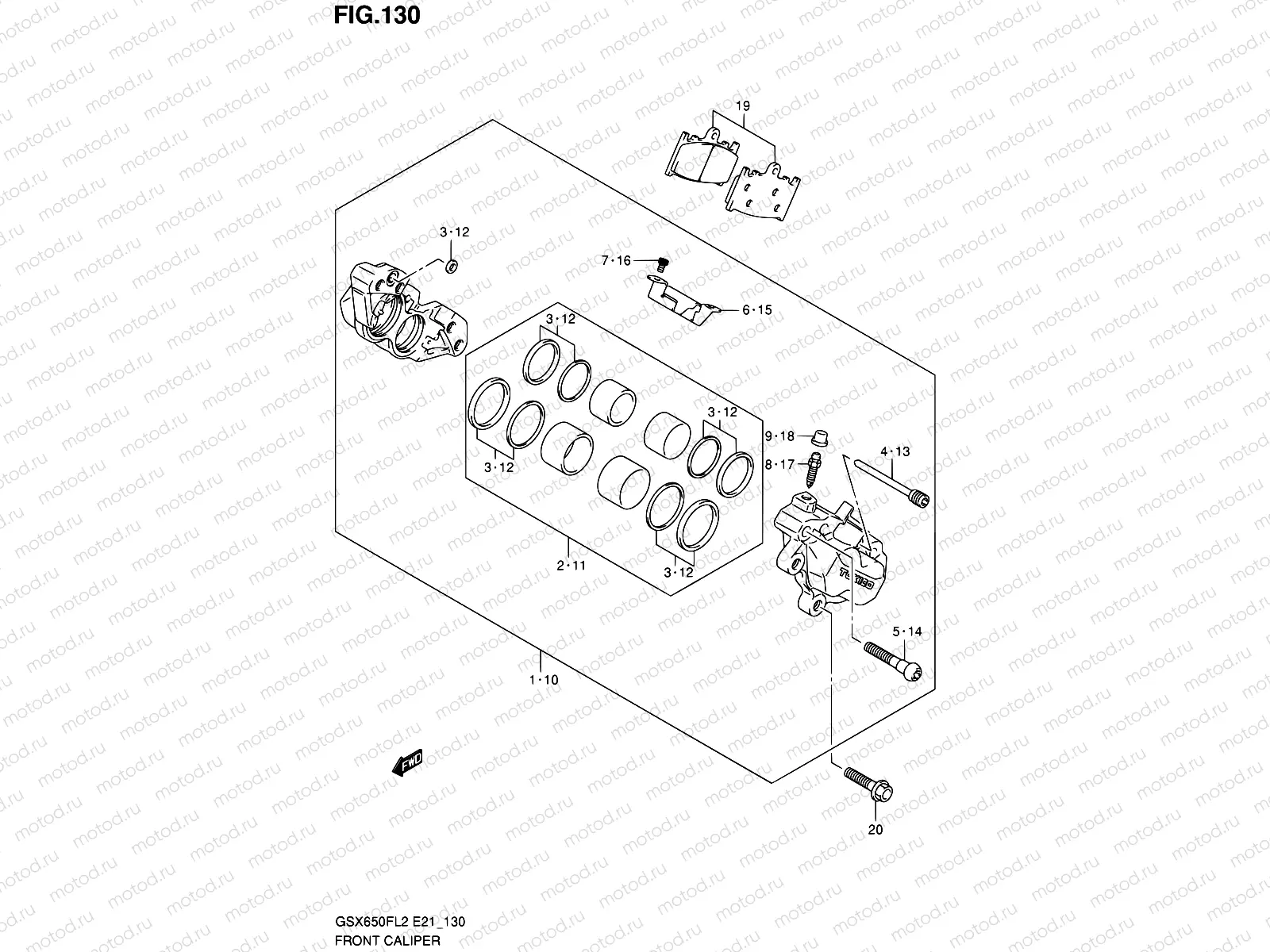 130 - FRONT CALIPER (GSX650FUAL2 E21)