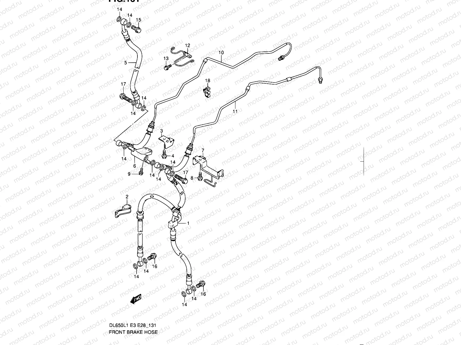 131 - FRONT BRAKE HOSE (DL650AL1 E03)