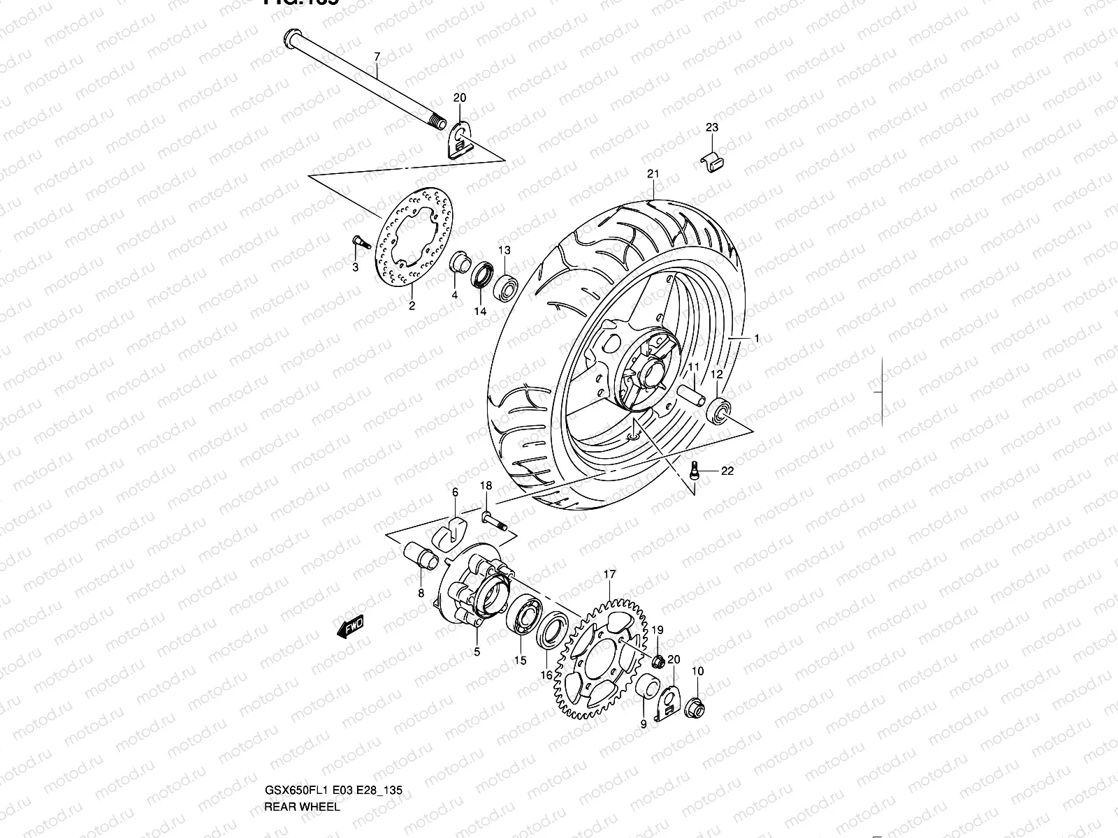 135 - REAR WHEEL (GSX650FL1 E03)