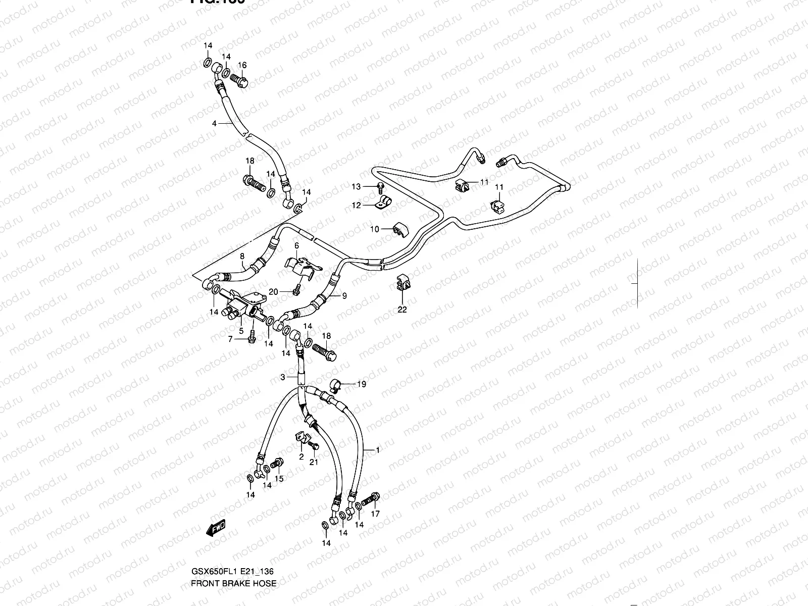 136 - FRONT BRAKE HOSE (GSX650FUAL1 E21)