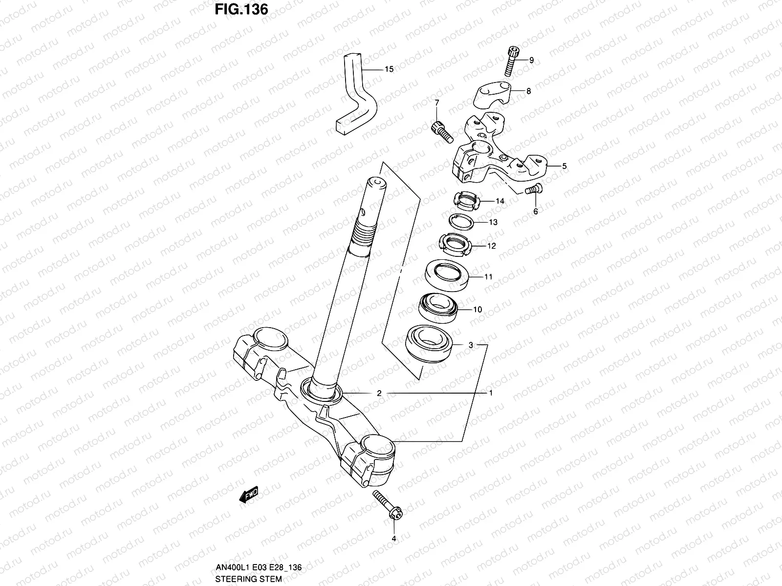 136 - STEERING STEM (AN400AL1 E33)