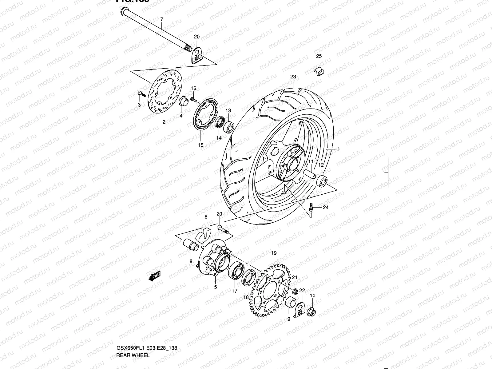 138 - REAR WHEEL (GSX650FAL1 E28)