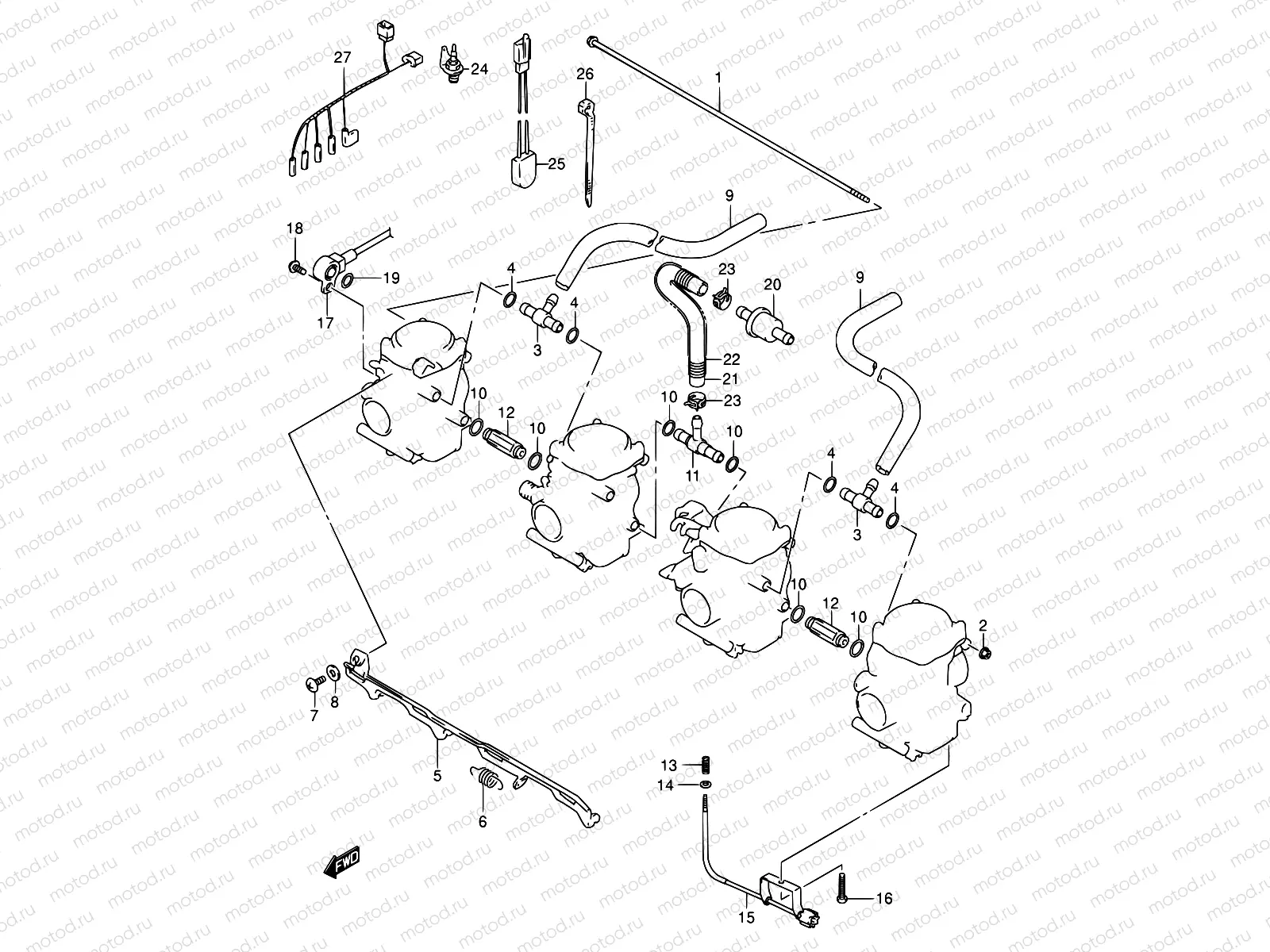 13A - CARBURETOR FITTINGS (MODEL K3/K4)