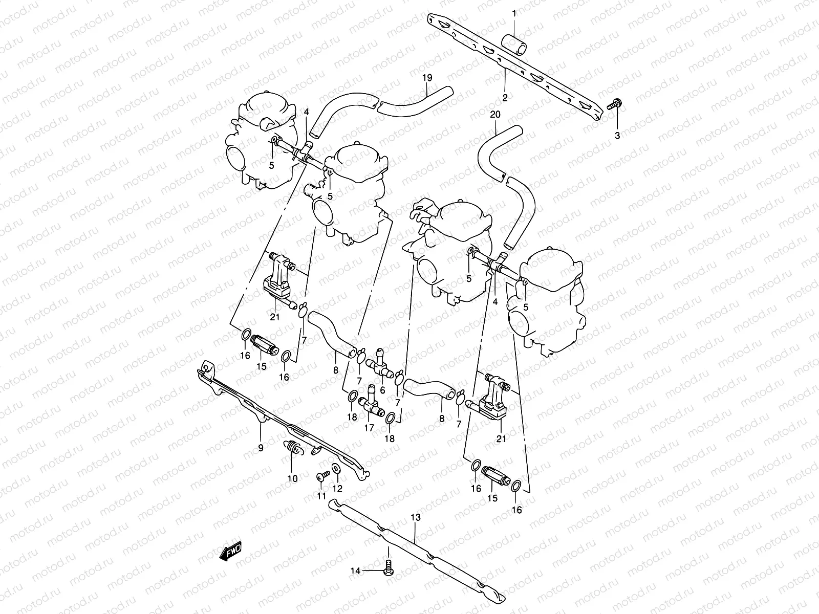 13A - CARBURETOR FITTINGS (MODEL T/V/W/X)