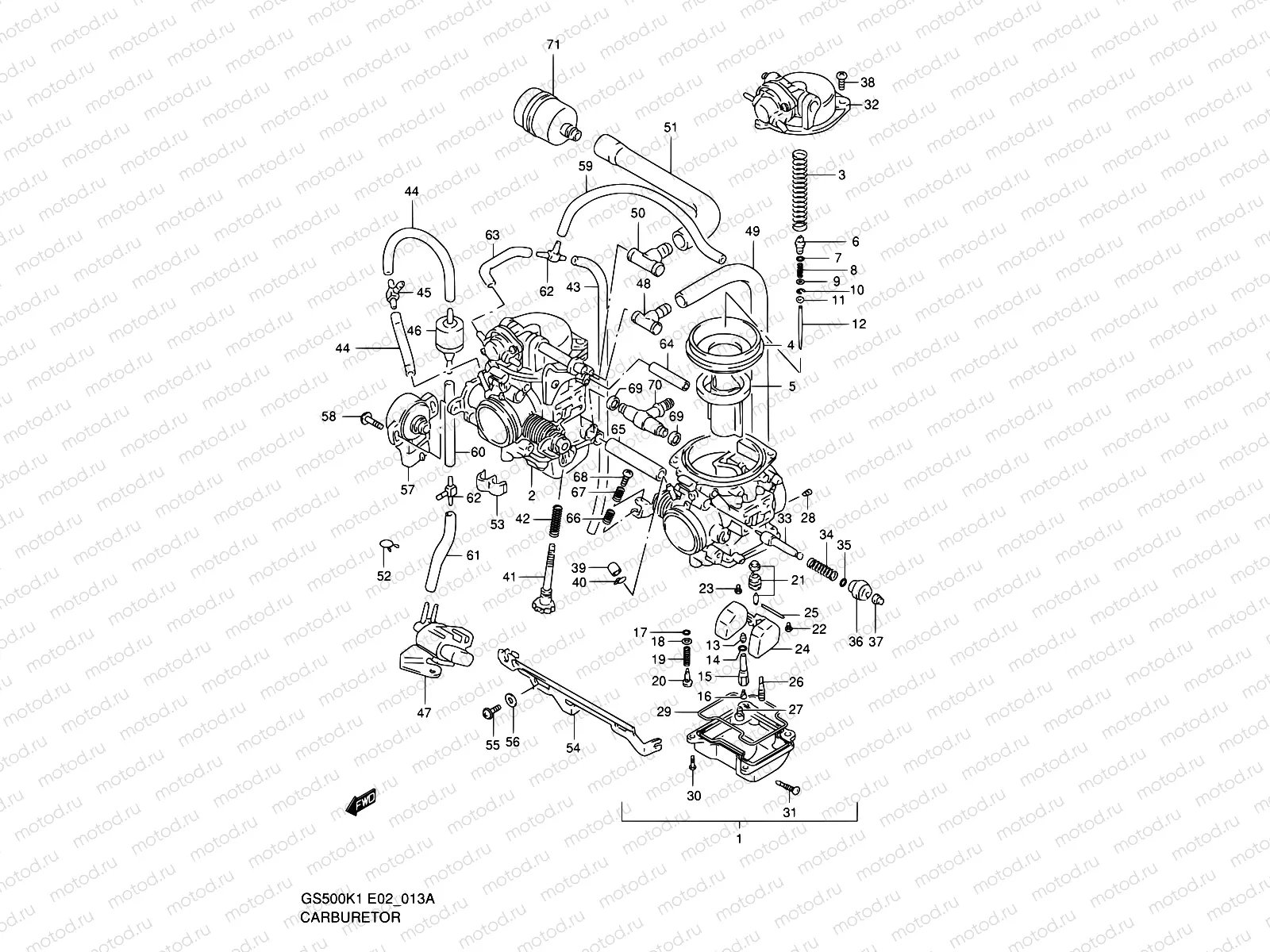 13A - CARBURETOR (GS500HK1/K2/UK1/UK2)