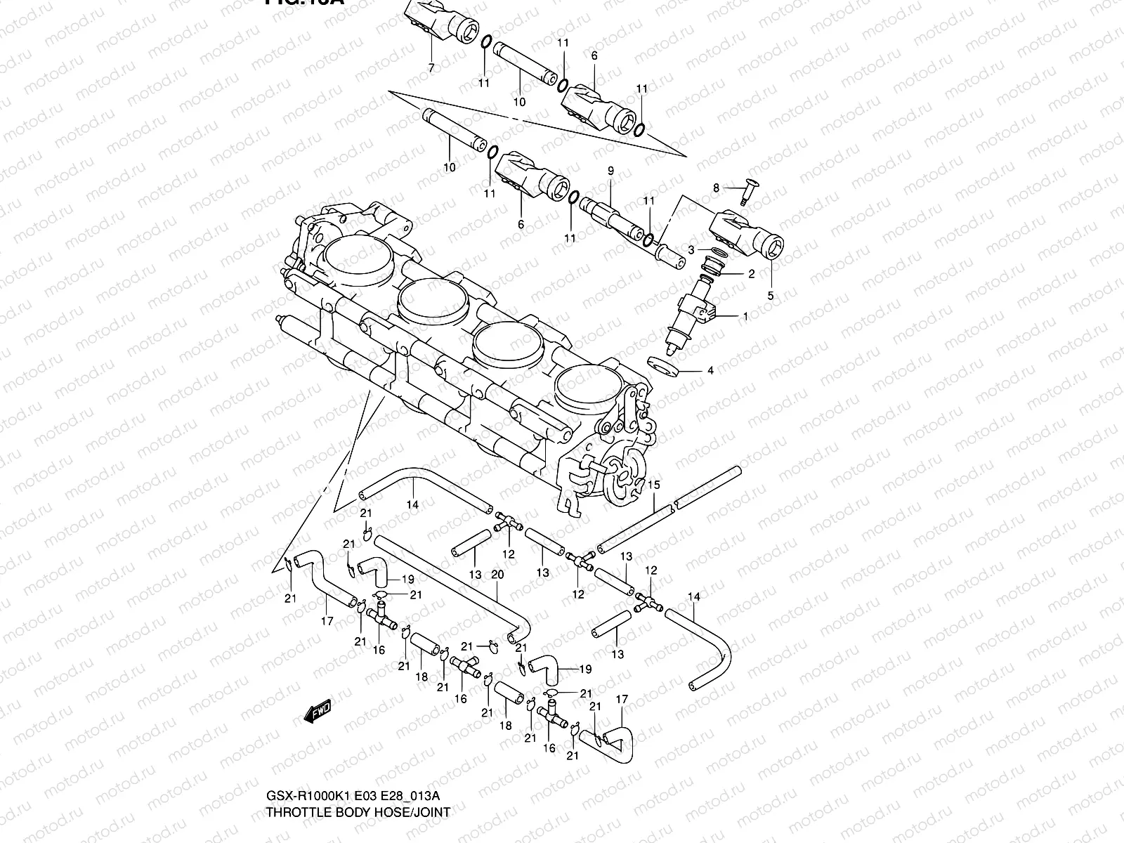 13A - THROTTLE BODY HOSE/JOINT (GSX-R1000K2)