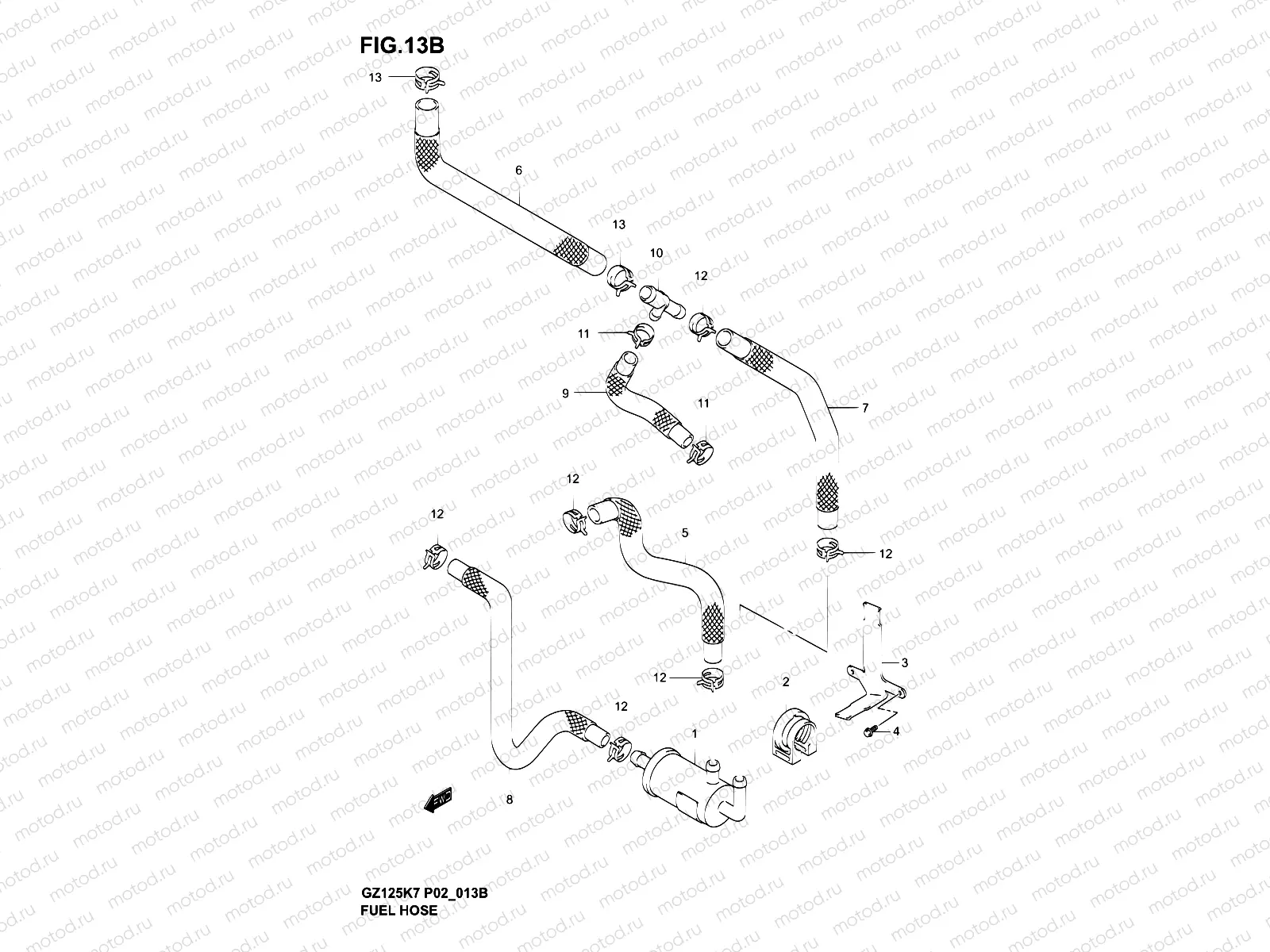 13B - FUEL HOSE (MODEL K7)