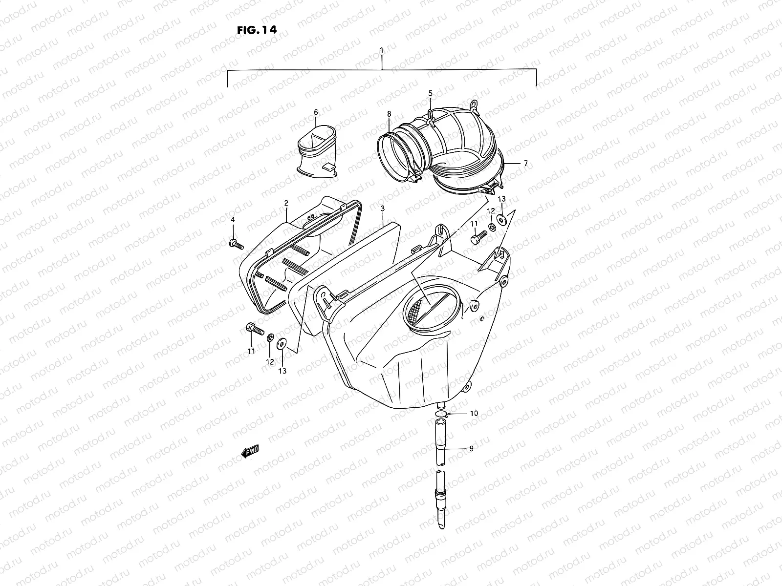 14 - AIR CLEANER (REAR)(MODEL H/J/K/L/M/N/P/R)