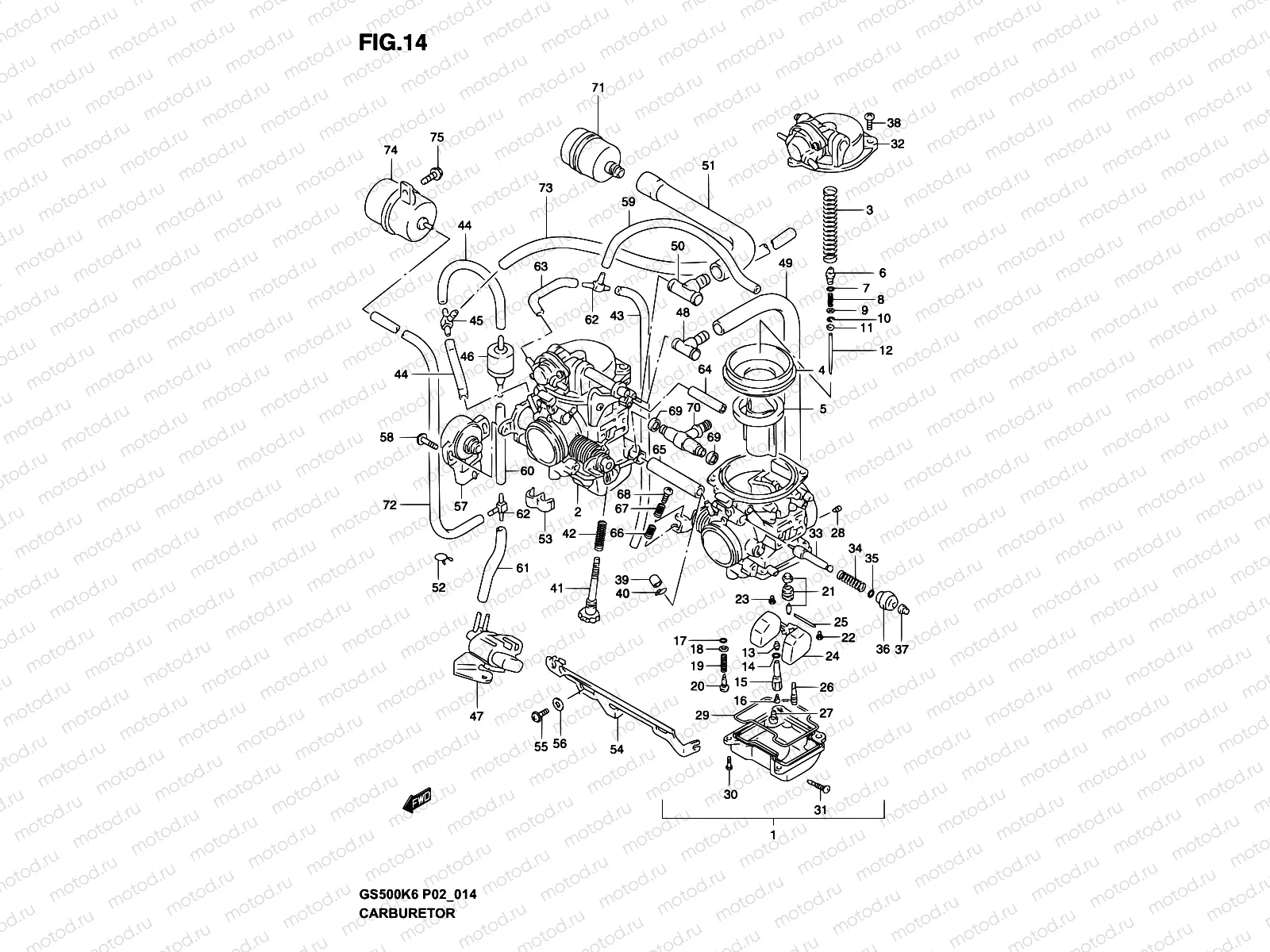 14 - CARBURETOR (GS500HK3/HUK3)