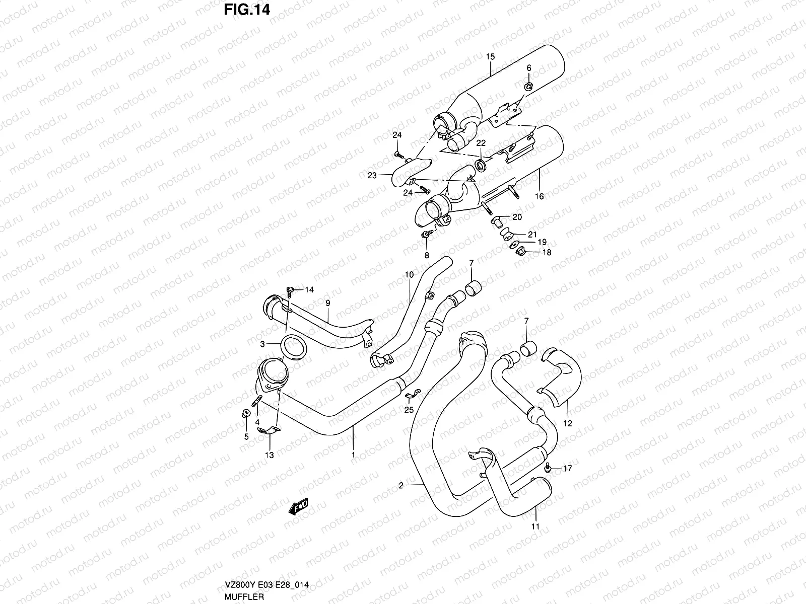 14 - MUFFLER (MODEL V/W)