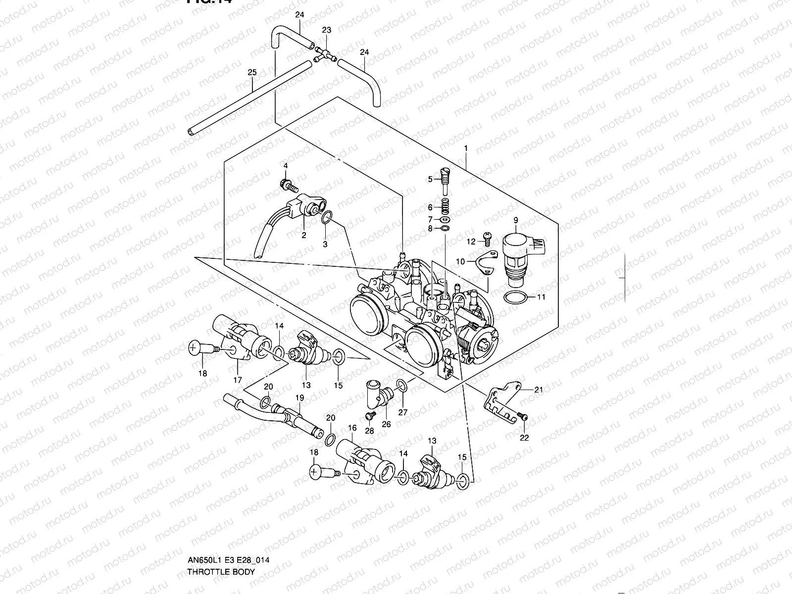 14 - THROTTLE BODY (AN650AL1 E28)