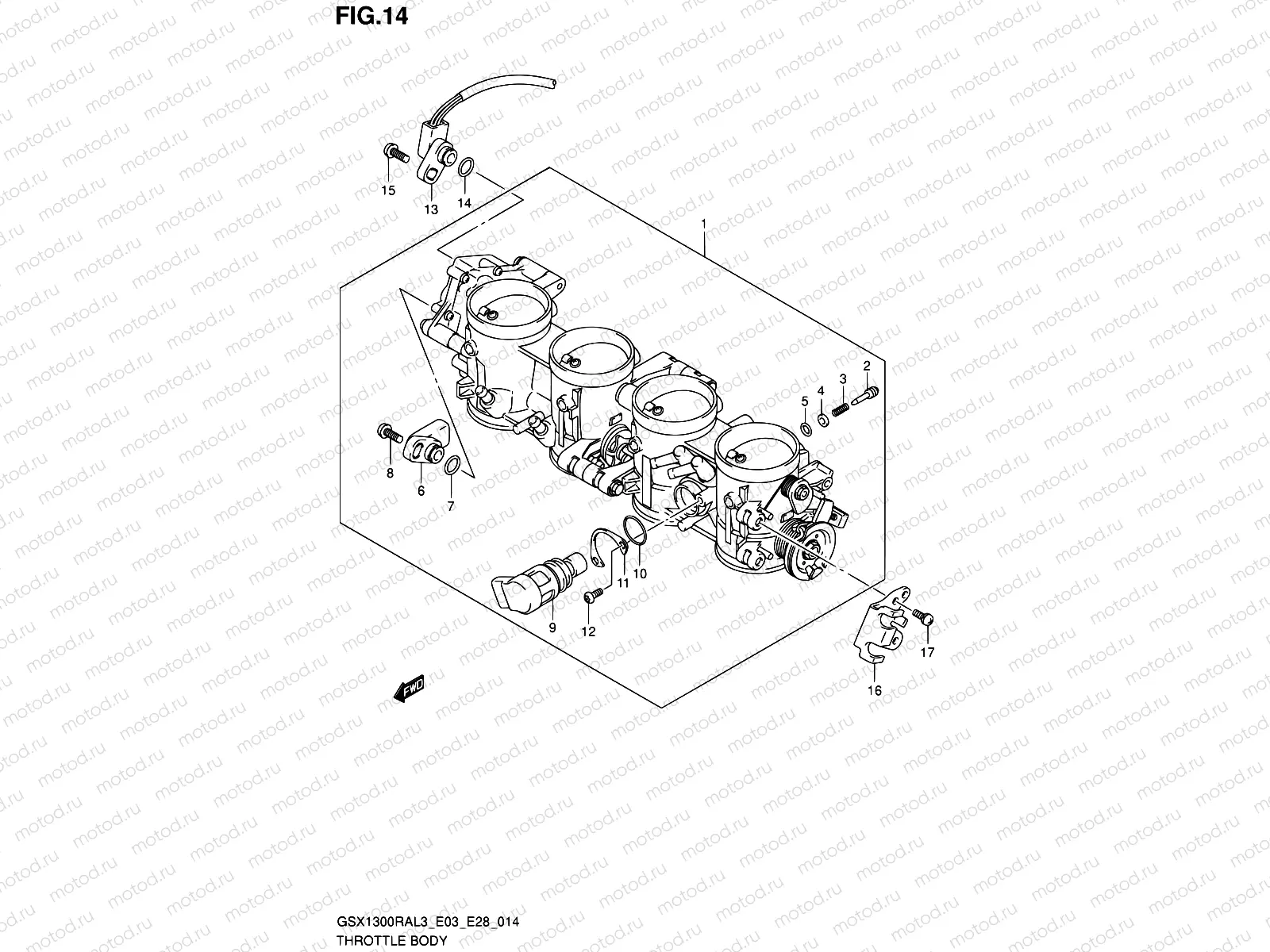 14 - THROTTLE BODY (GSX1300RAL3 E28)
