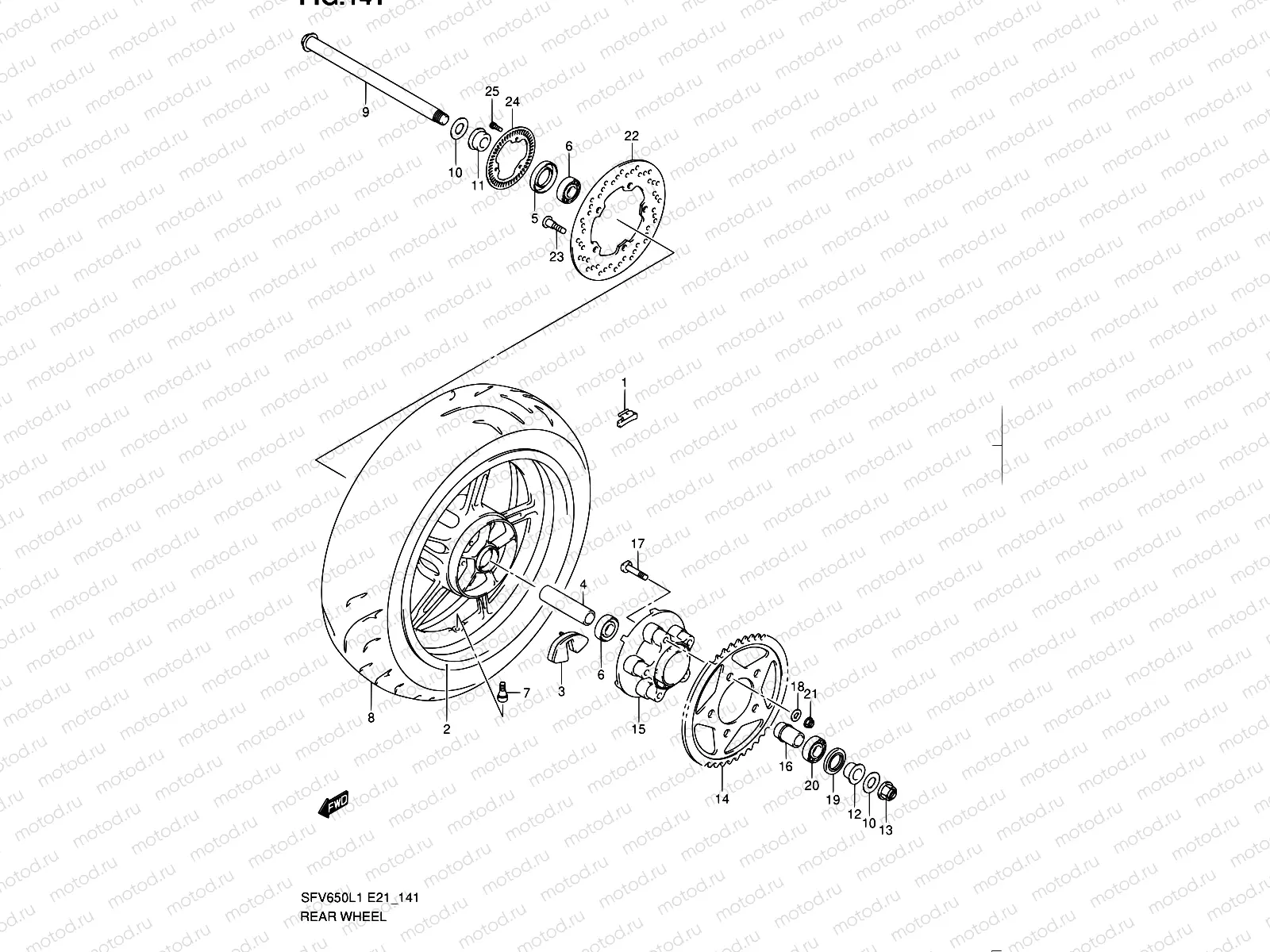 141 - REAR WHEEL (SFV650AL1 E21)