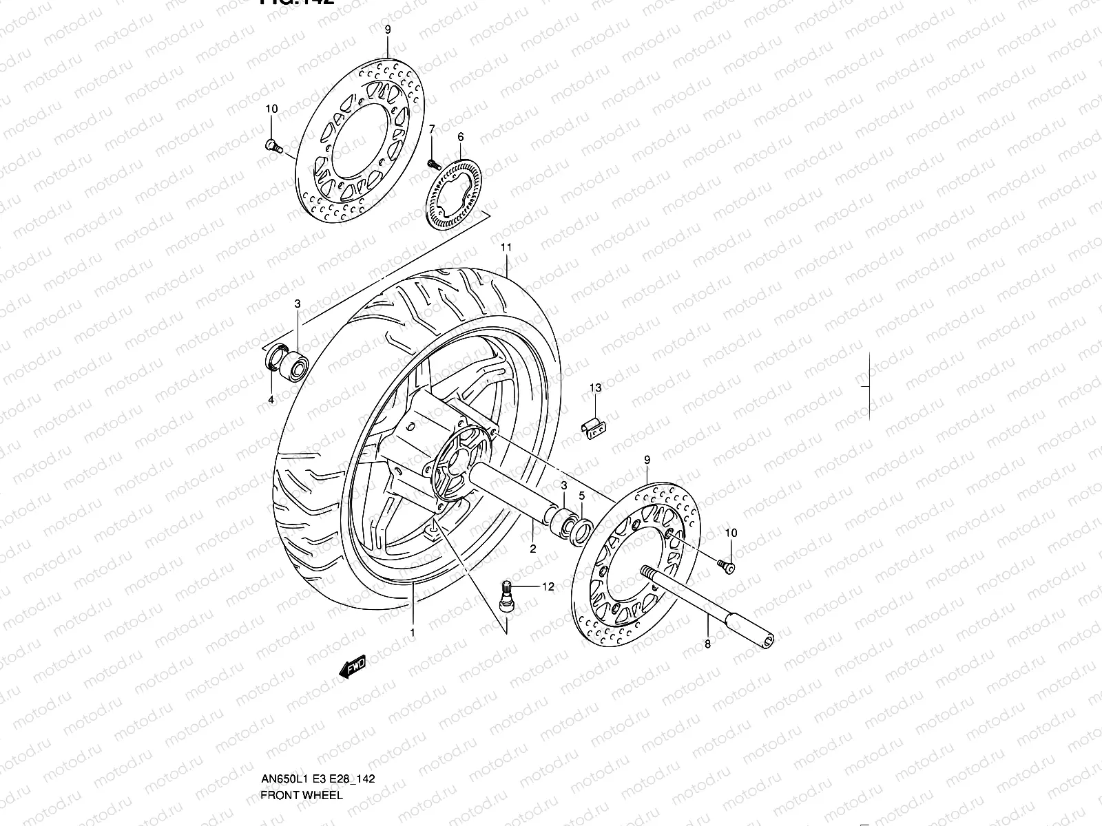 142 - FRONT WHEEL (AN650AL1 E33)