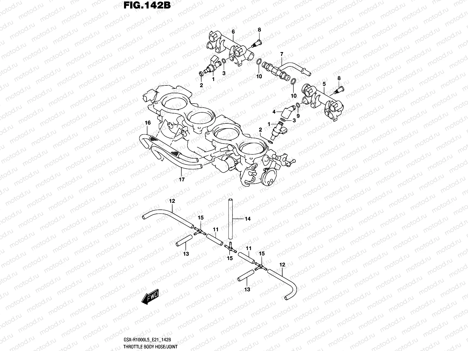 142B - THROTTLE BODY HOSE/JOINT (GSX-R1000UFL5 E21)