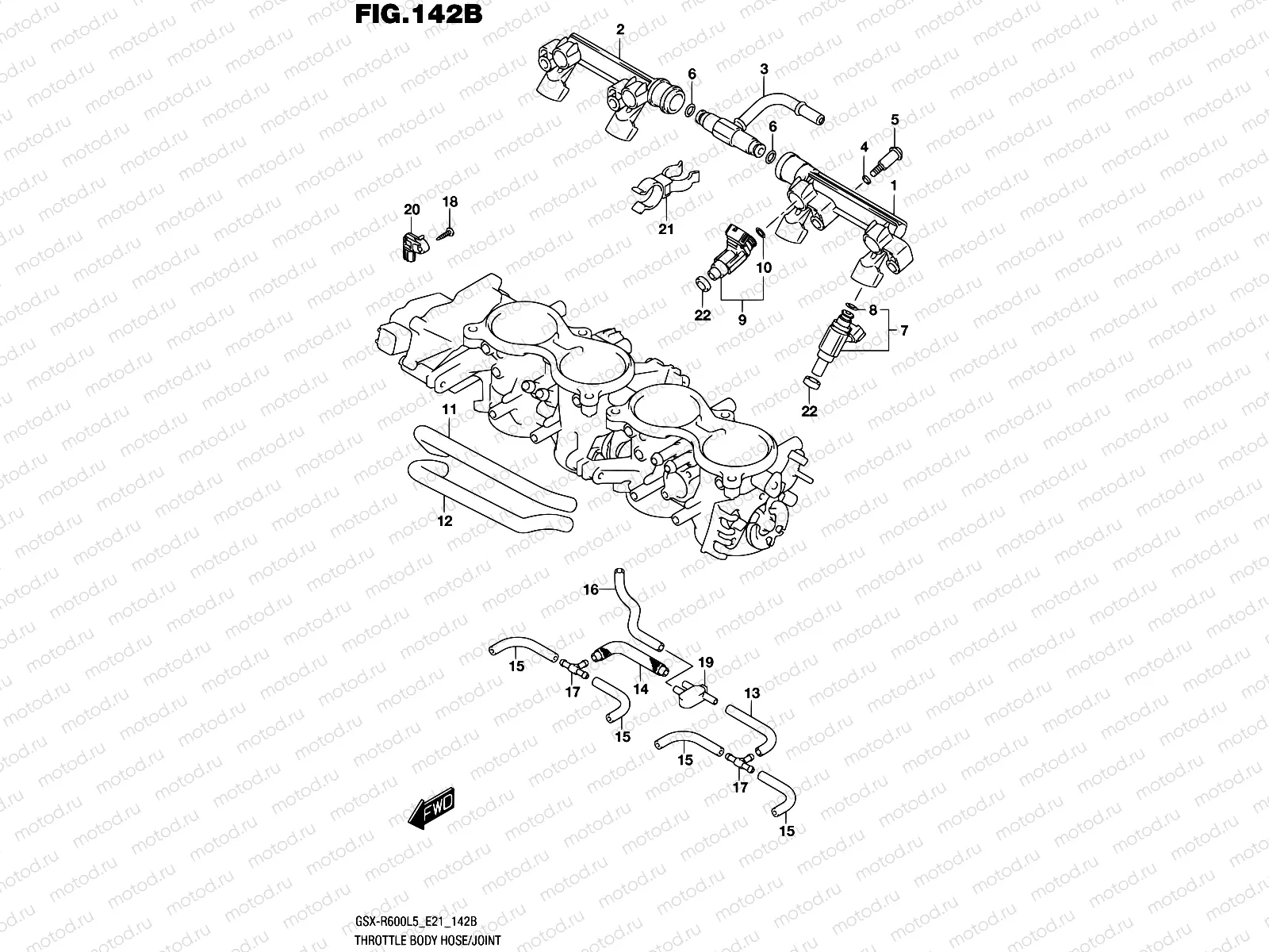 142B - THROTTLE BODY HOSE/JOINT (GSX-R600UFL5 E21)