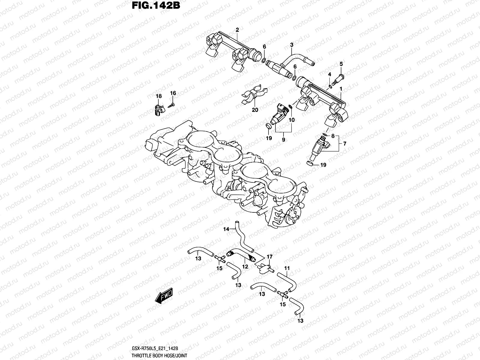 142B - THROTTLE BODY HOSE/JOINT (GSX-R750UFL5 E21)