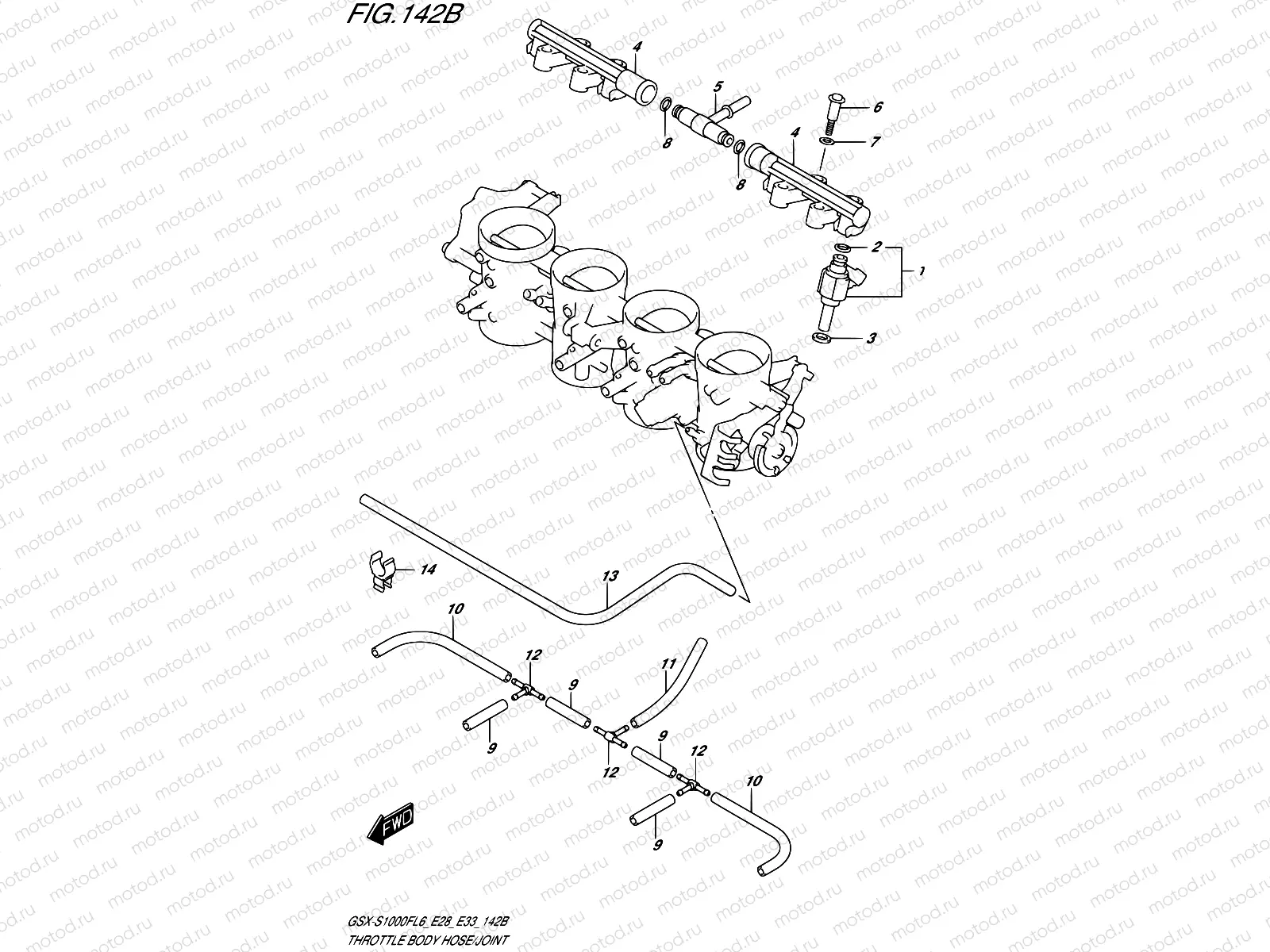 142B - THROTTLE BODY HOSE/JOINT (GSX-S1000FAL6 E28)