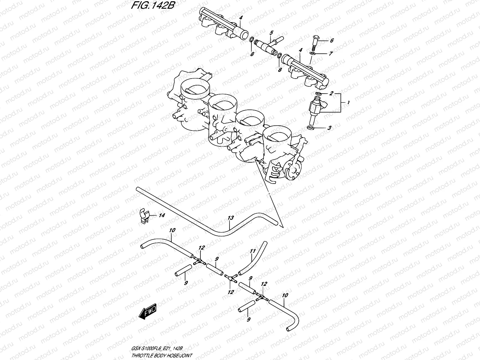 142B - THROTTLE BODY HOSE/JOINT (GSX-S1000FUFL6 E21)