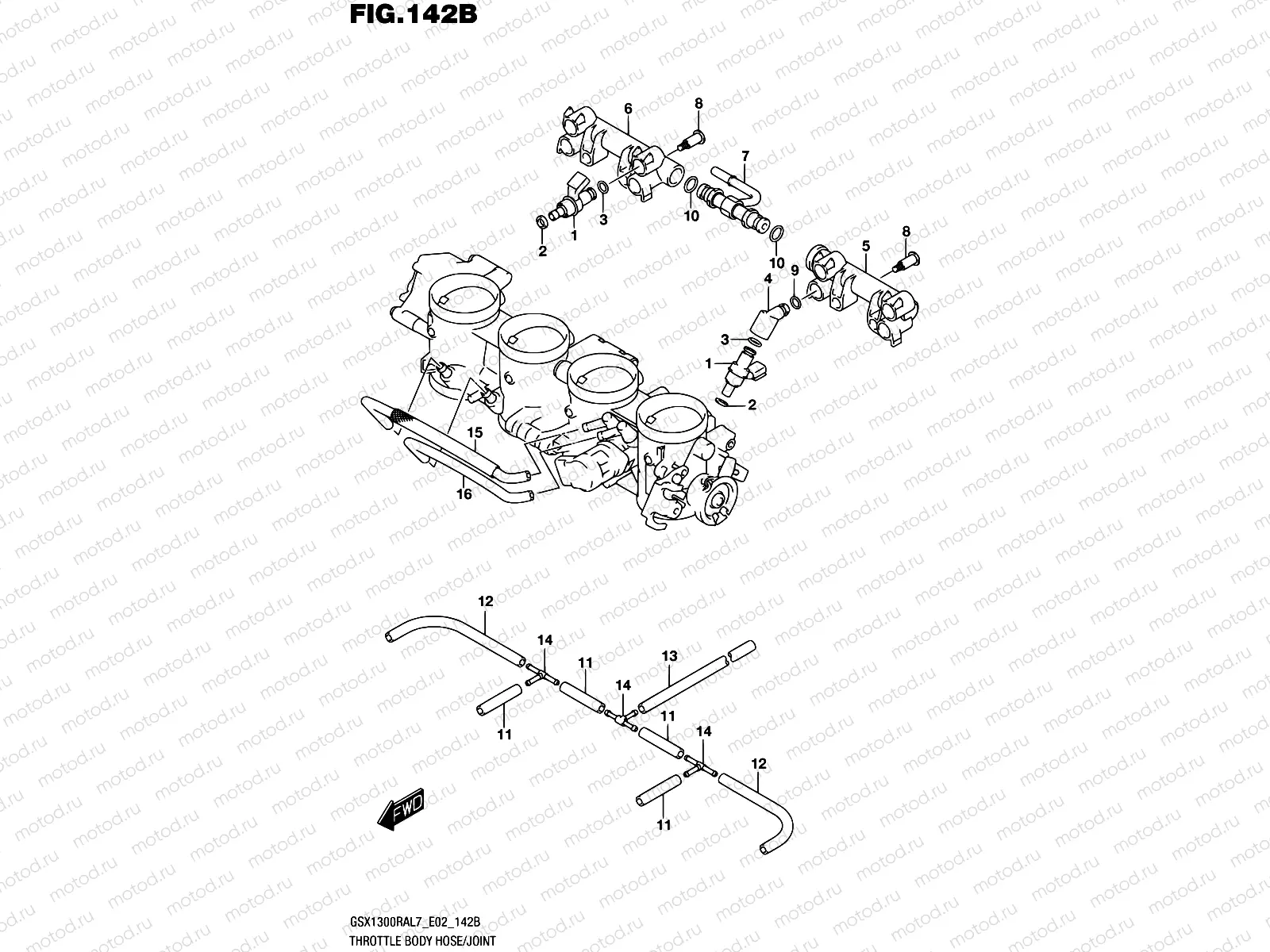 142B - THROTTLE BODY HOSE/JOINT (GSX1300RAL7 E19)