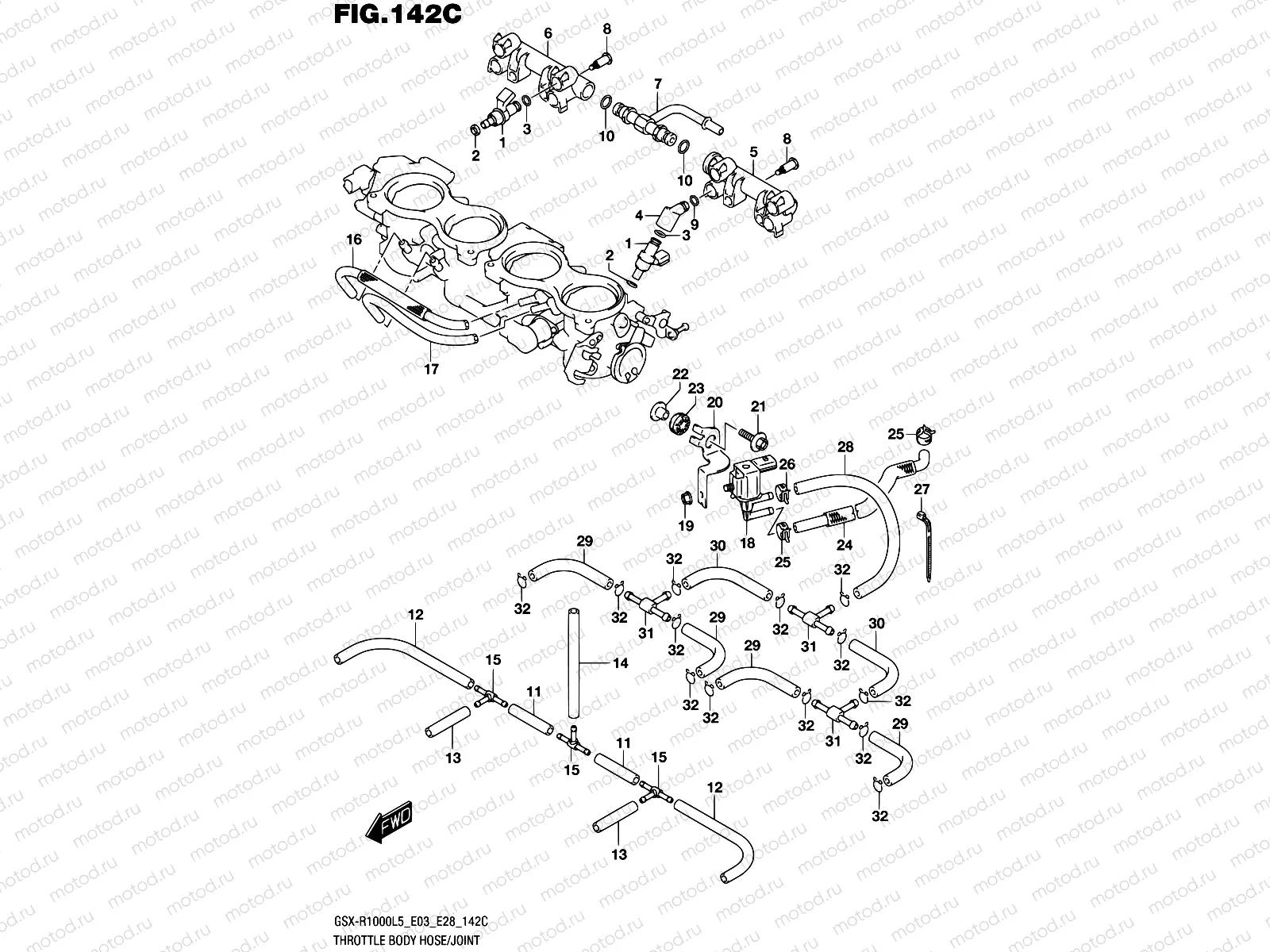 142C - THROTTLE BODY HOSE/JOINT (GSX-R1000L5 E33)