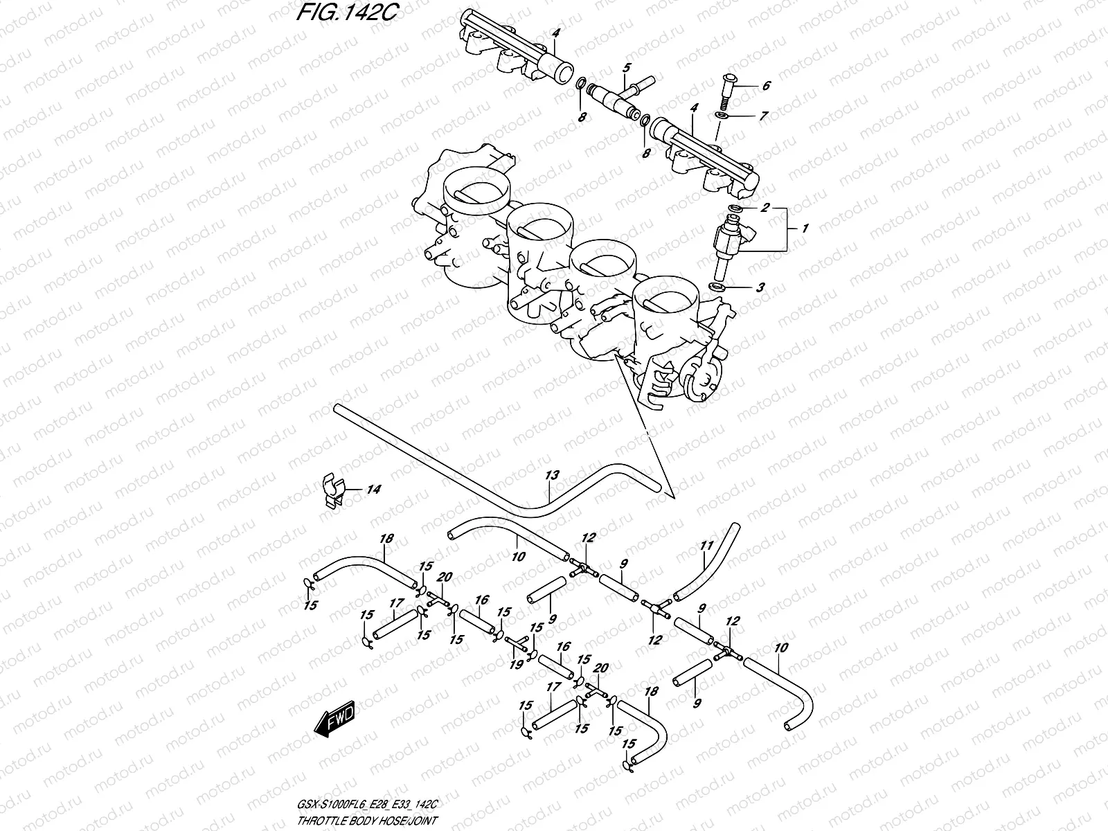 142C - THROTTLE BODY HOSE/JOINT (GSX-S1000FAL6 E33)