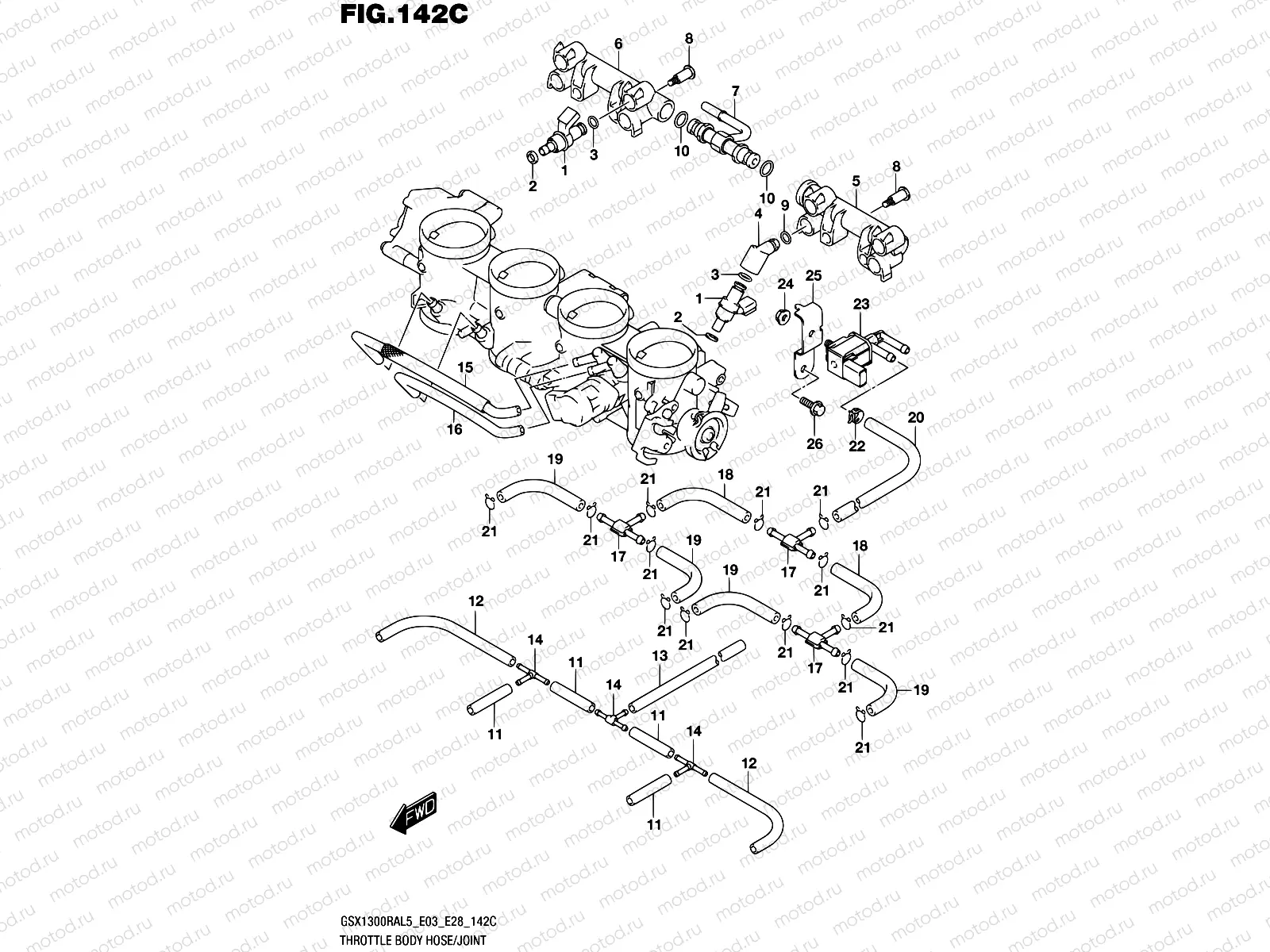 142C - THROTTLE BODY HOSE/JOINT (GSX1300RAL5 E33)