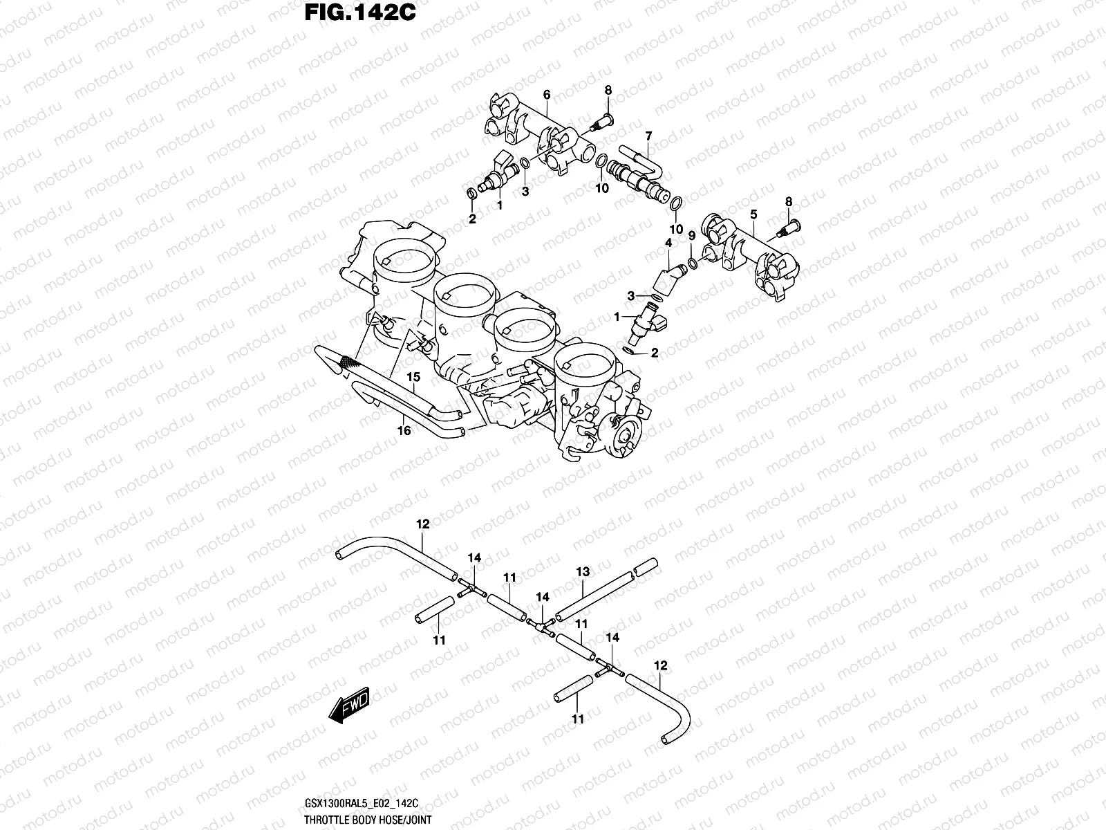 142C - THROTTLE BODY HOSE/JOINT (GSX1300RAUFL5 E19)