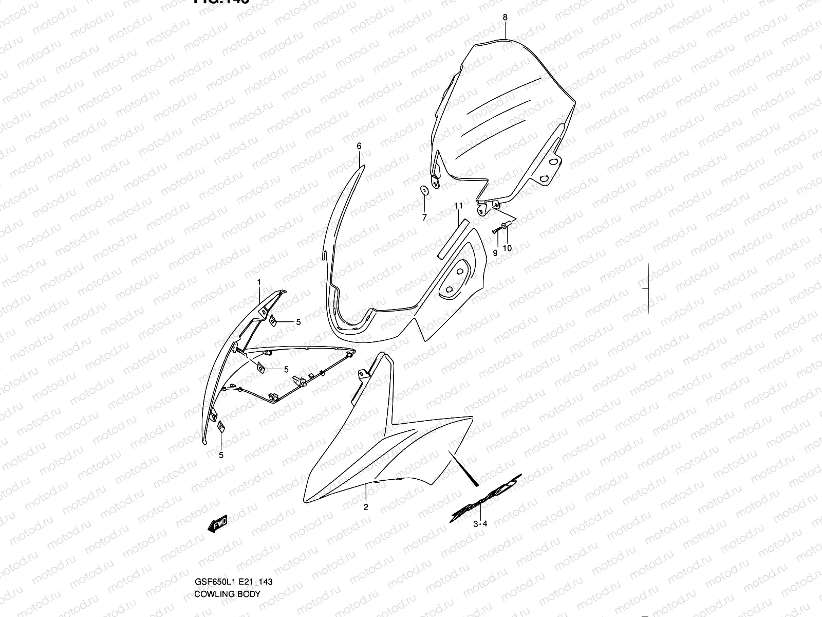 143 - COWLING BODY (GSF650SL1 E21)