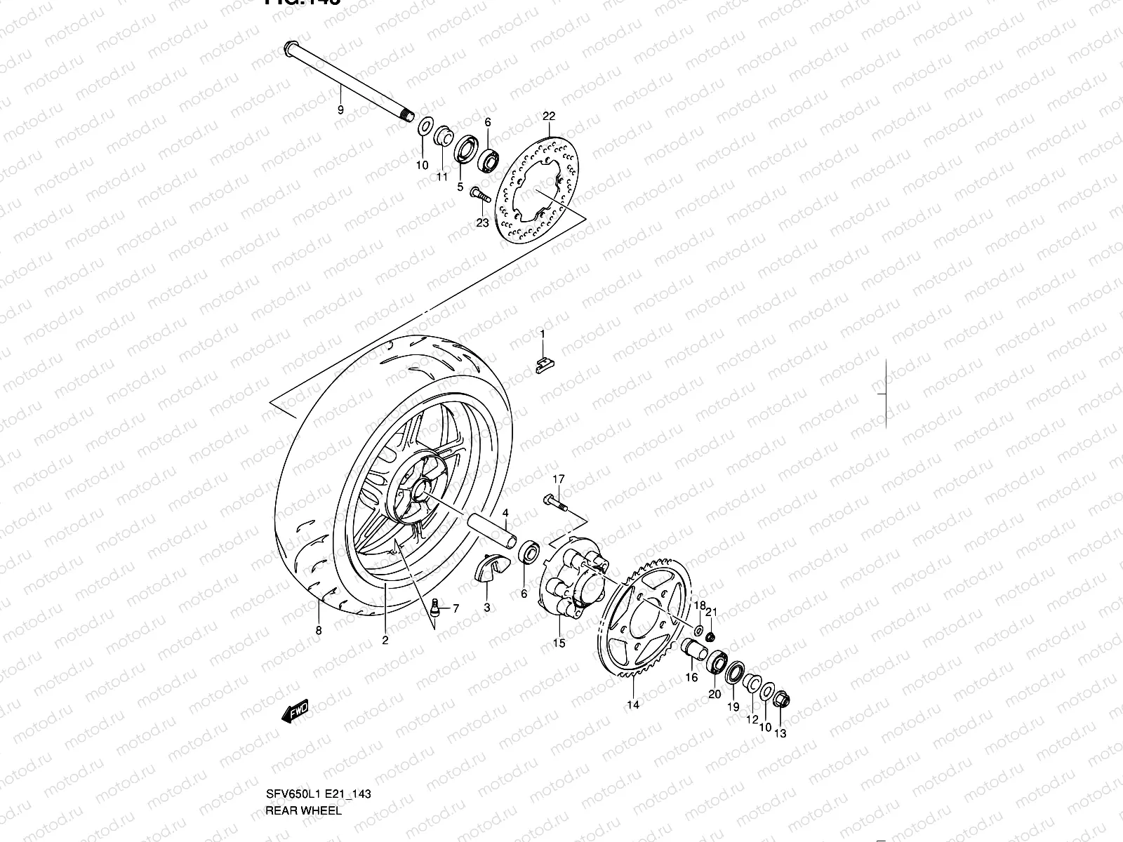 143 - REAR WHEEL (SFV650UL1 E24)