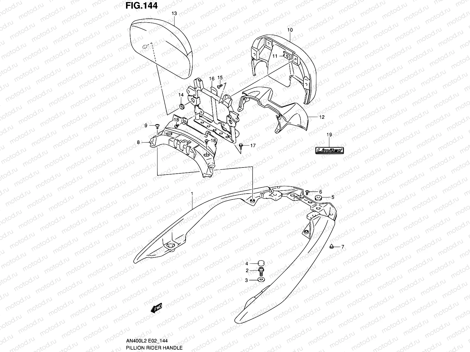 144 - PILLION RIDER HANDLE (AN400ZAL2 E19)