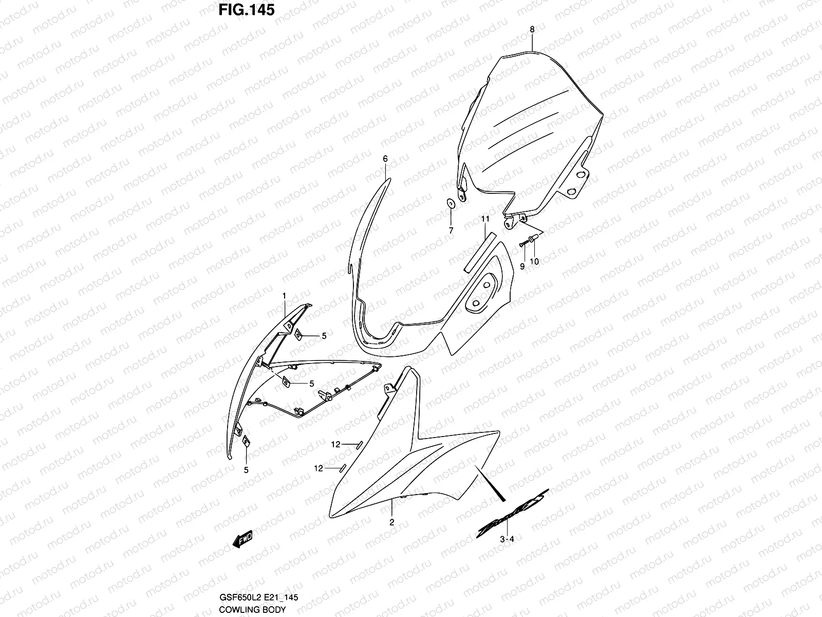 145 - COWLING BODY (GSF650SAL2 E21)