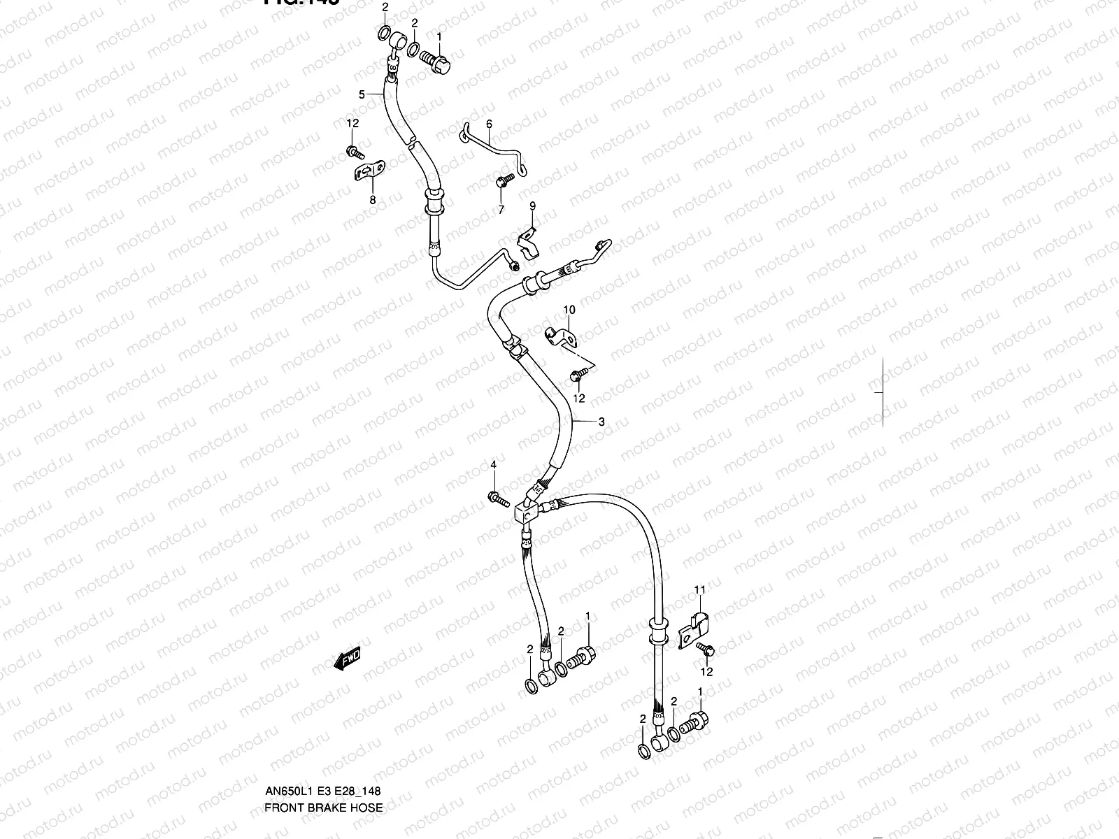 148 - FRONT BRAKE HOSE (AN650AL1 E28)